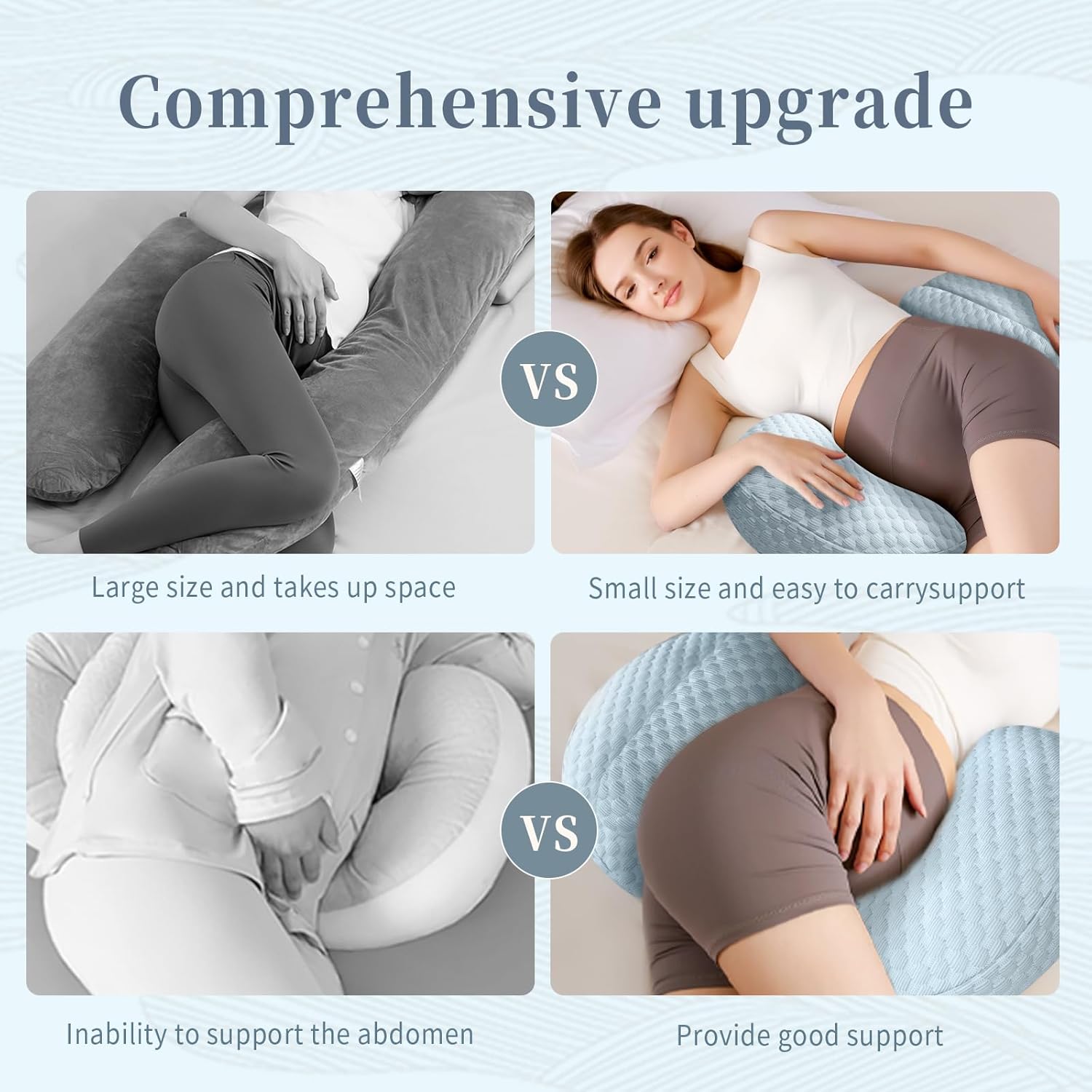 Cooling Pregnancy Pillow with Memory Foam and Adjustable Support