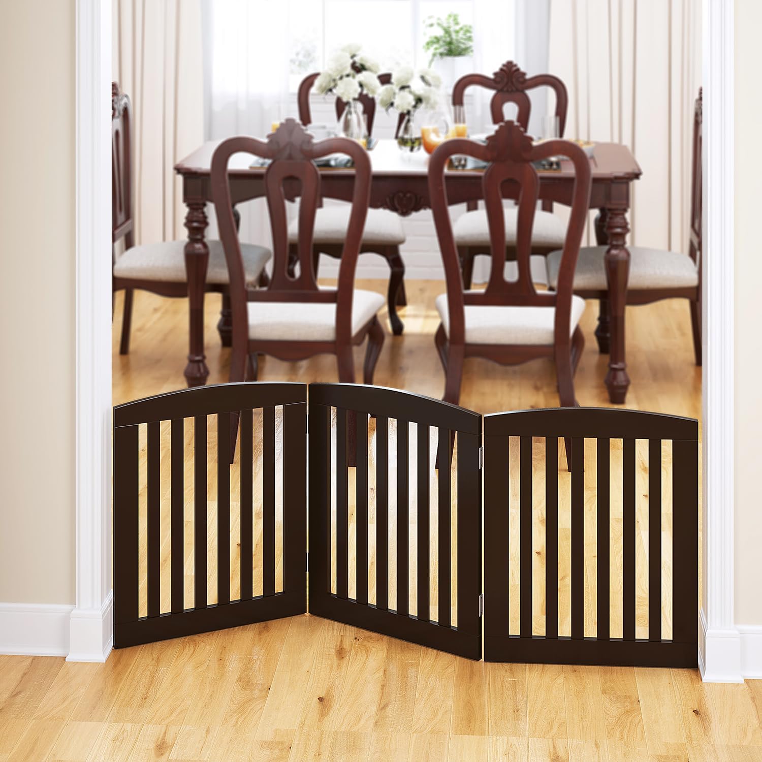 PAWLAND Wooden Pet Gate for Dogs 24 Height 3 Panels