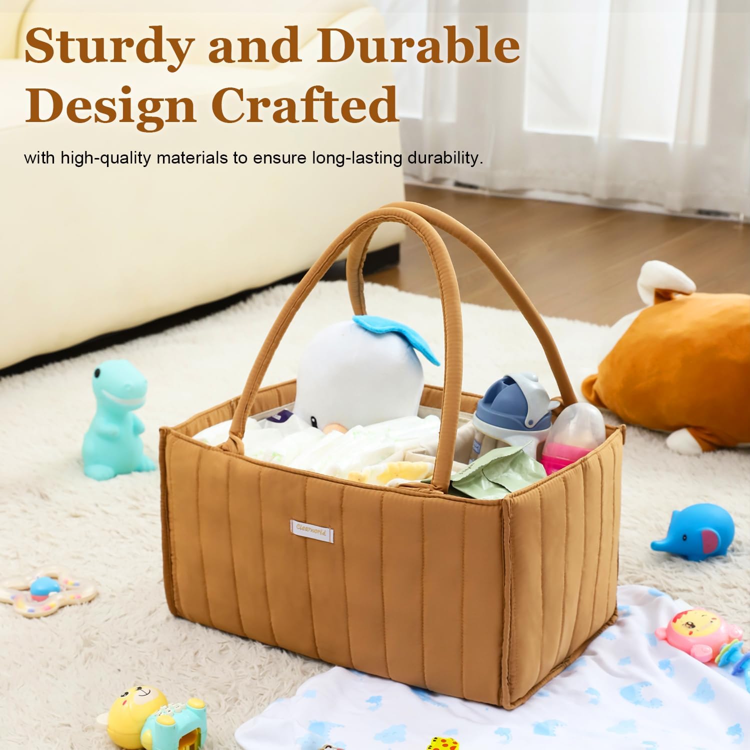 Clearworld Baby Diaper Caddy Organizer Mocha Brown