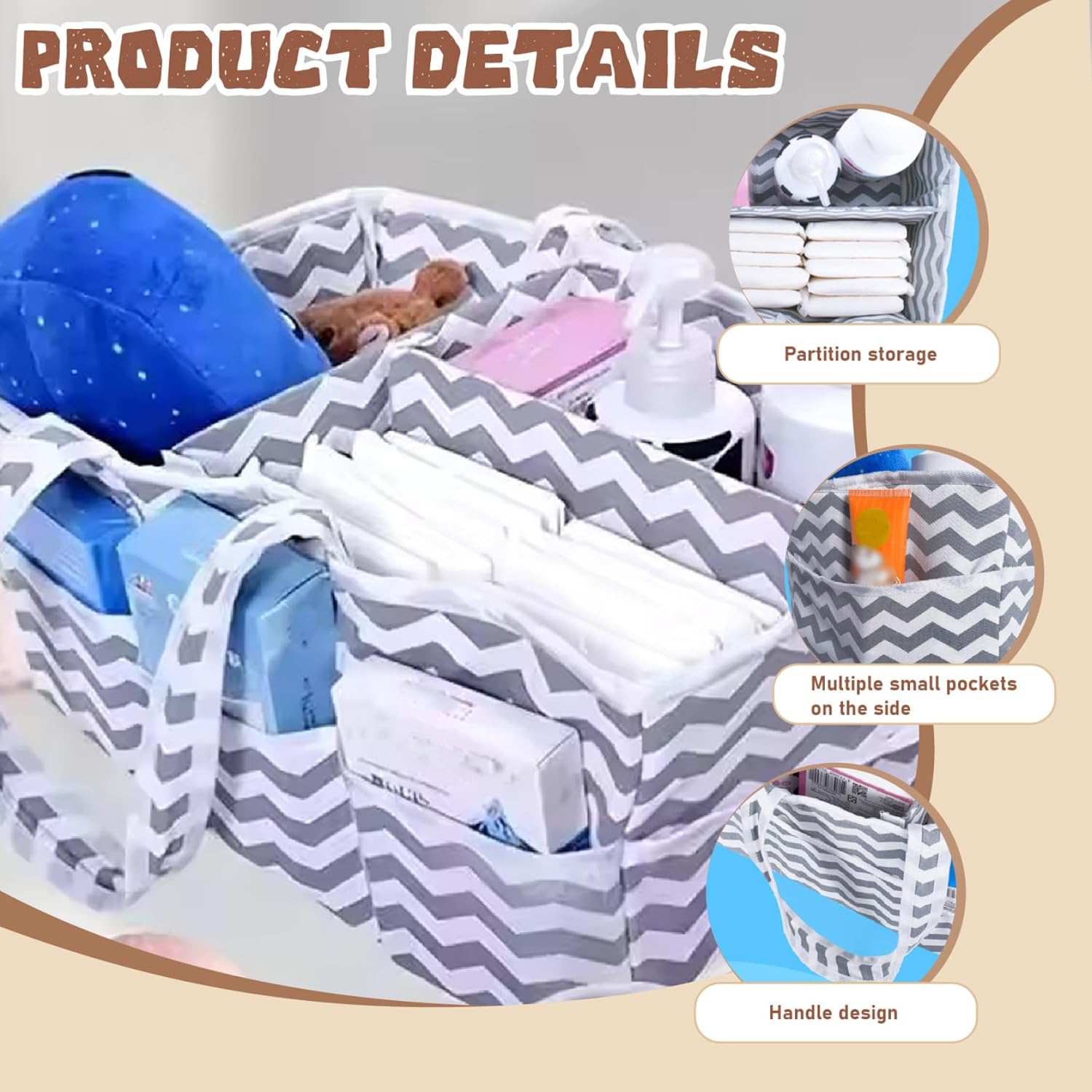 Comebachome Diaper Caddy Organizer with Multi-Pockets 1