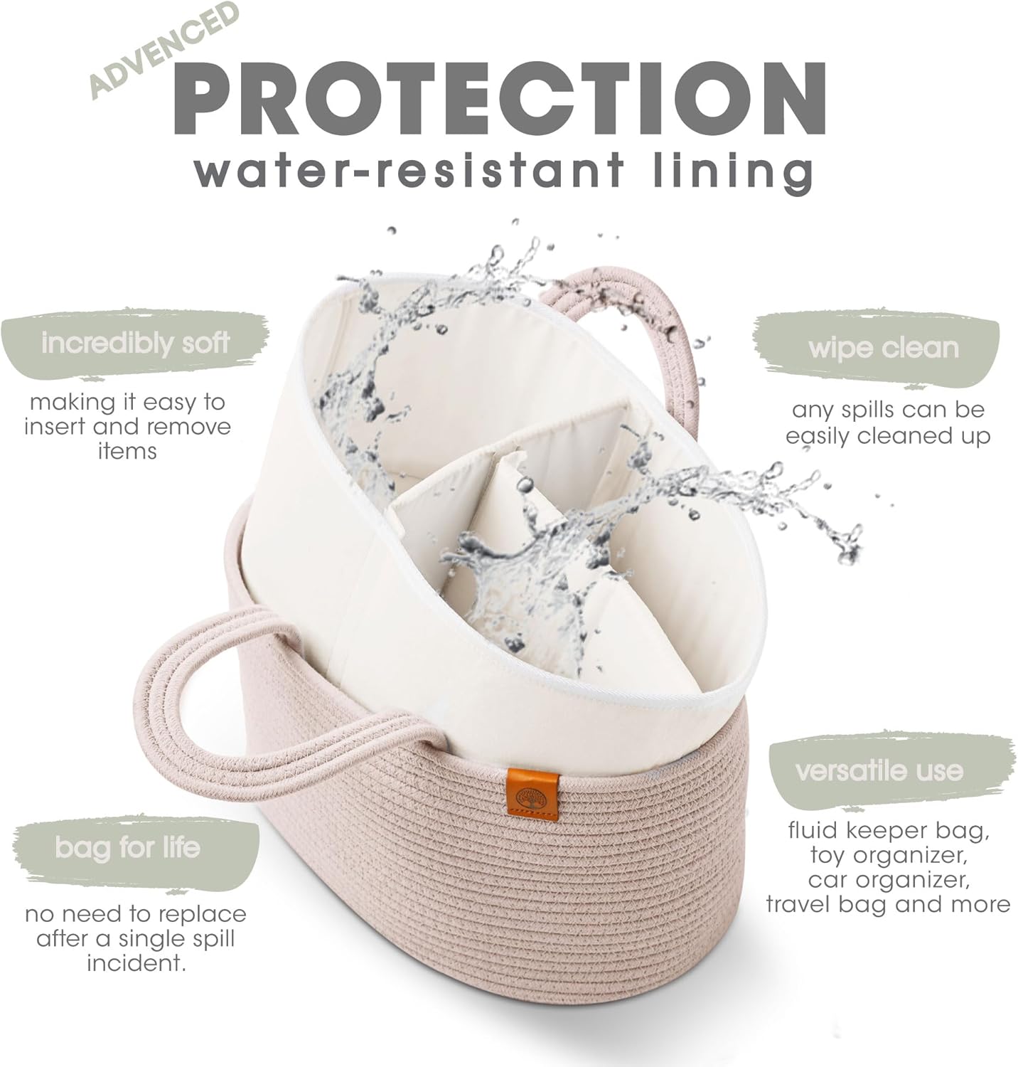JJOO 2-in-1 Diaper Caddy with Water-Resistant Lining
