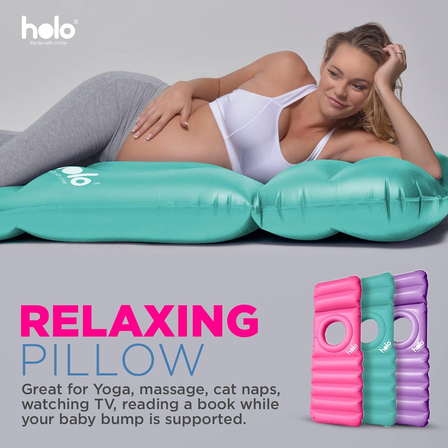 HOLO Inflatable Pregnancy Pillow - Full Body Maternity Support Mint