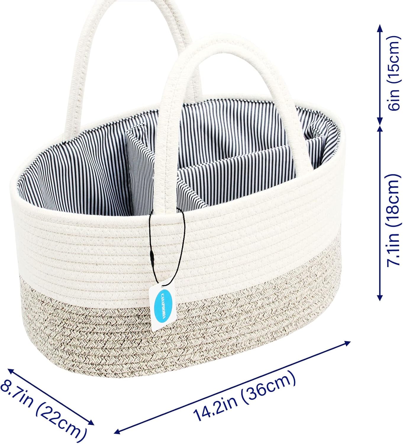 Casaphoria Cotton Rope Woven Caddy Basket with Handle