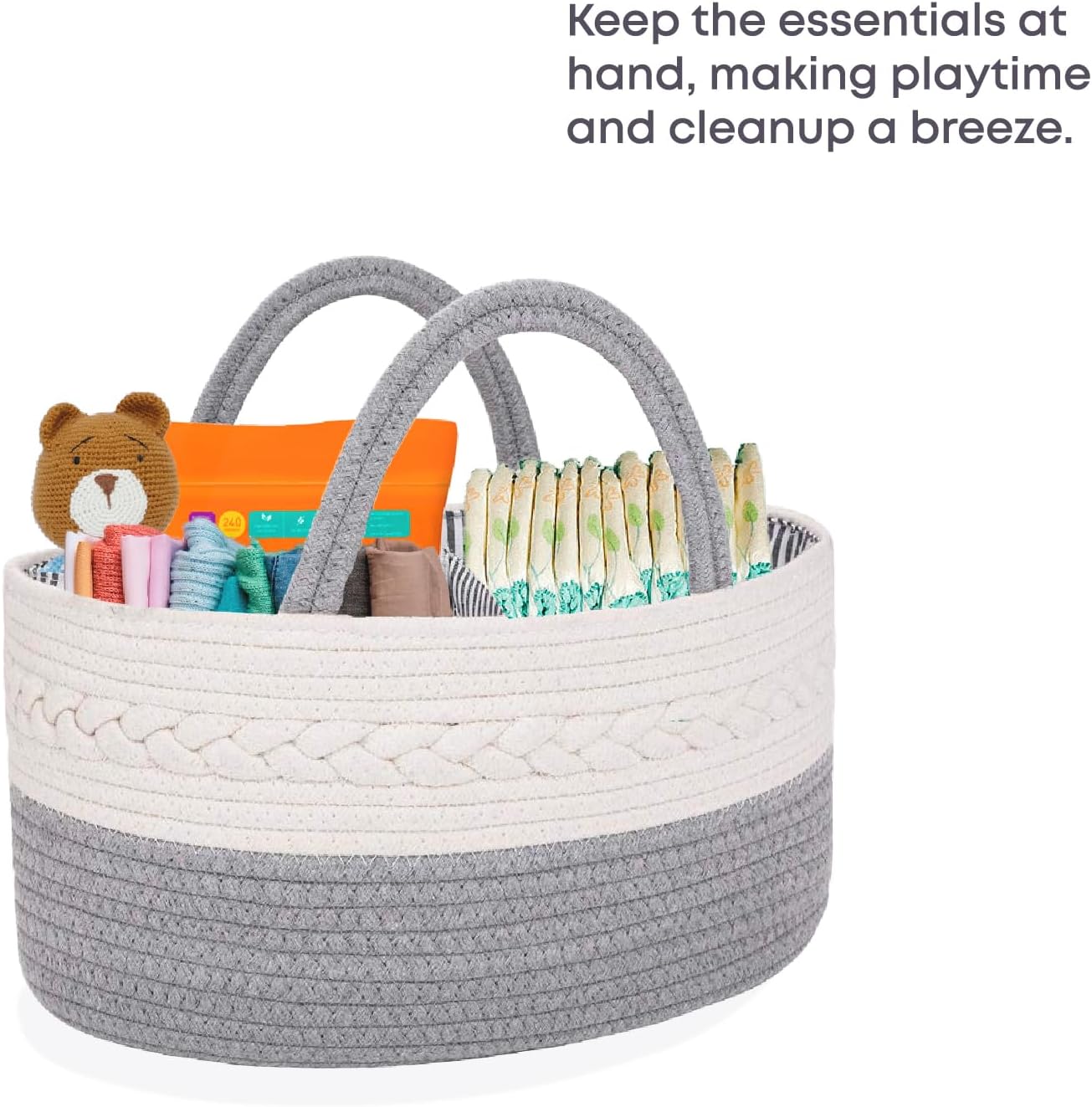 Oliver Emilia Diaper Caddy - Woven Organizer with Handle