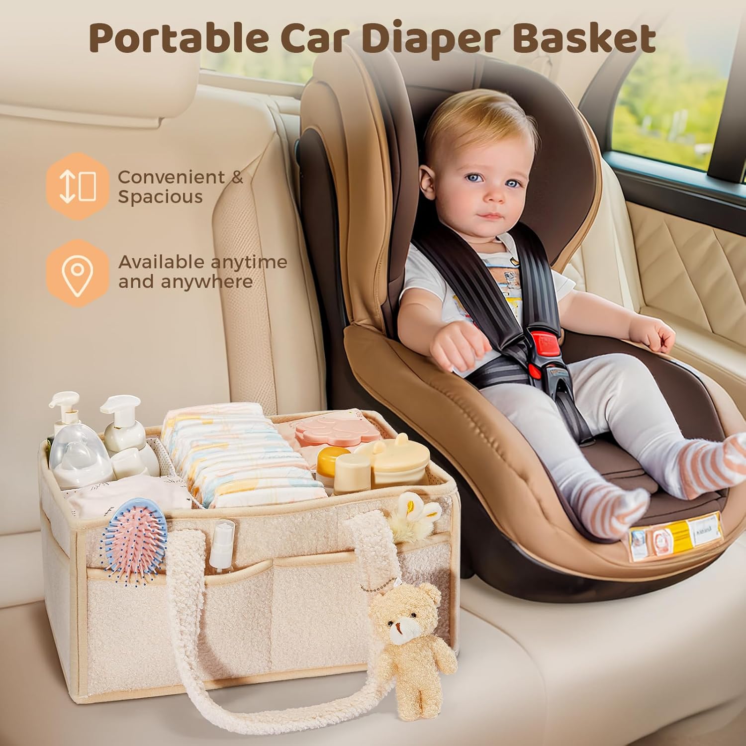 FIDOSTRIBE Baby Diaper Caddy with Handle and 11 Compartments 1