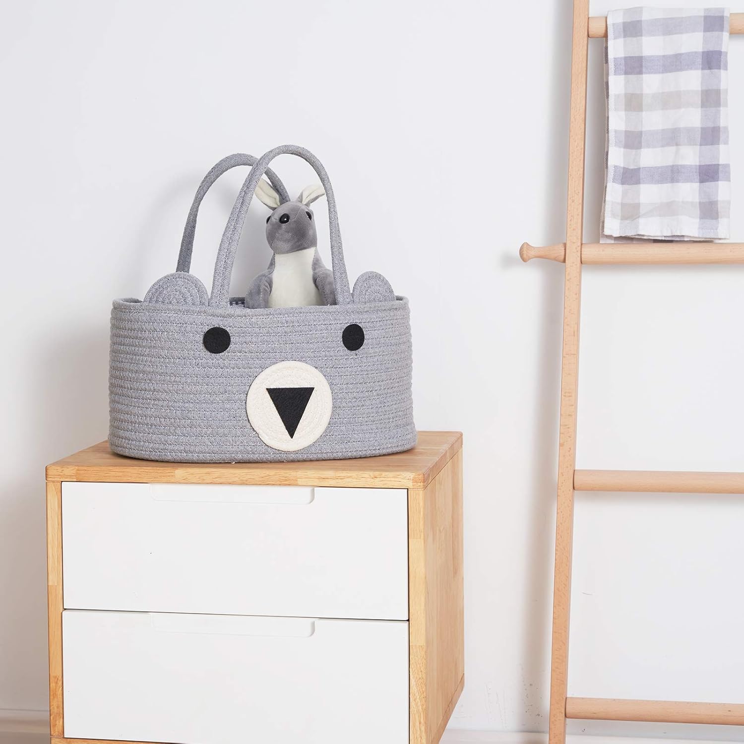 InfiBay Baby Diaper Caddy Organizer Large Bear Cotton Rope
