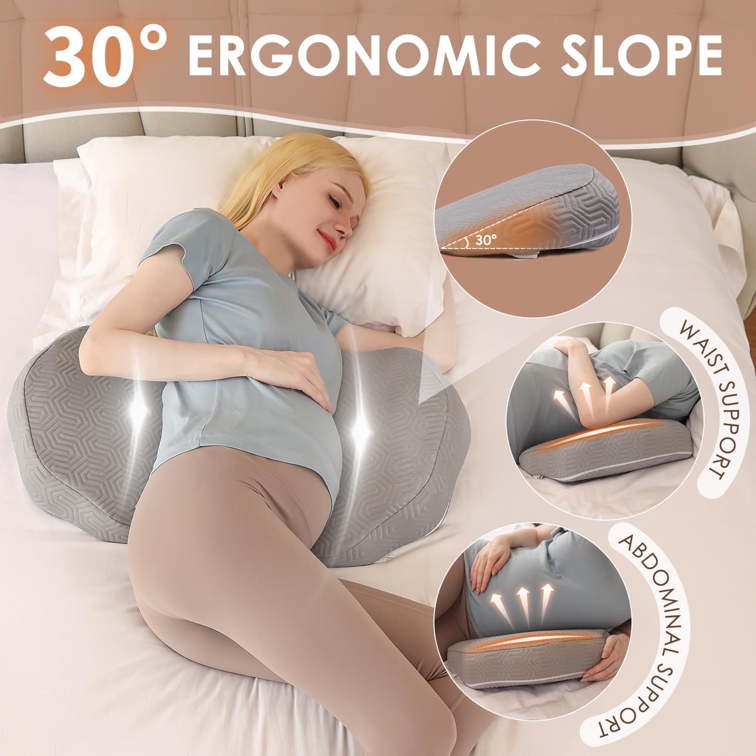 Chilling Home Pregnancy Pillow with Detachable Design - Grey