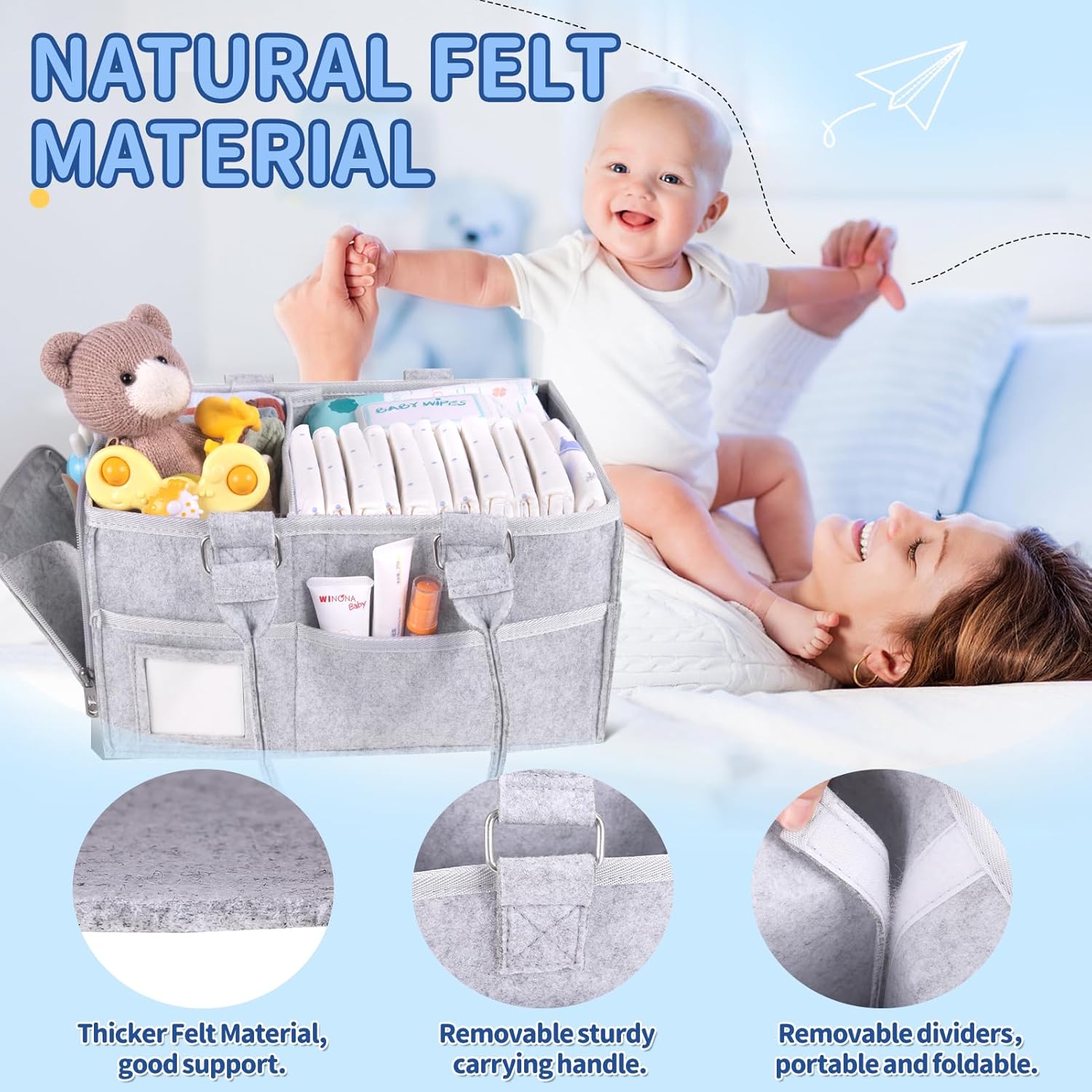 Lainlight Diaper Caddy Organizer with Handle