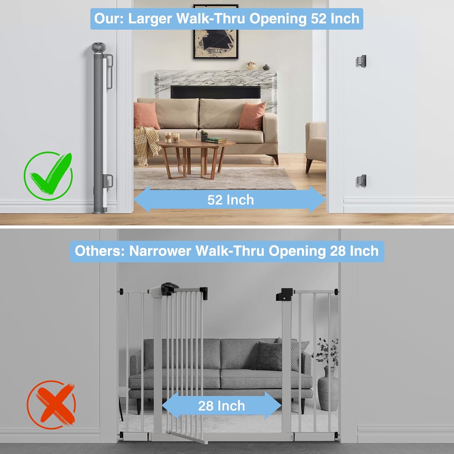 PRObebi Retractable Gate - 54 Wide 34 Tall Baby Dog Safety