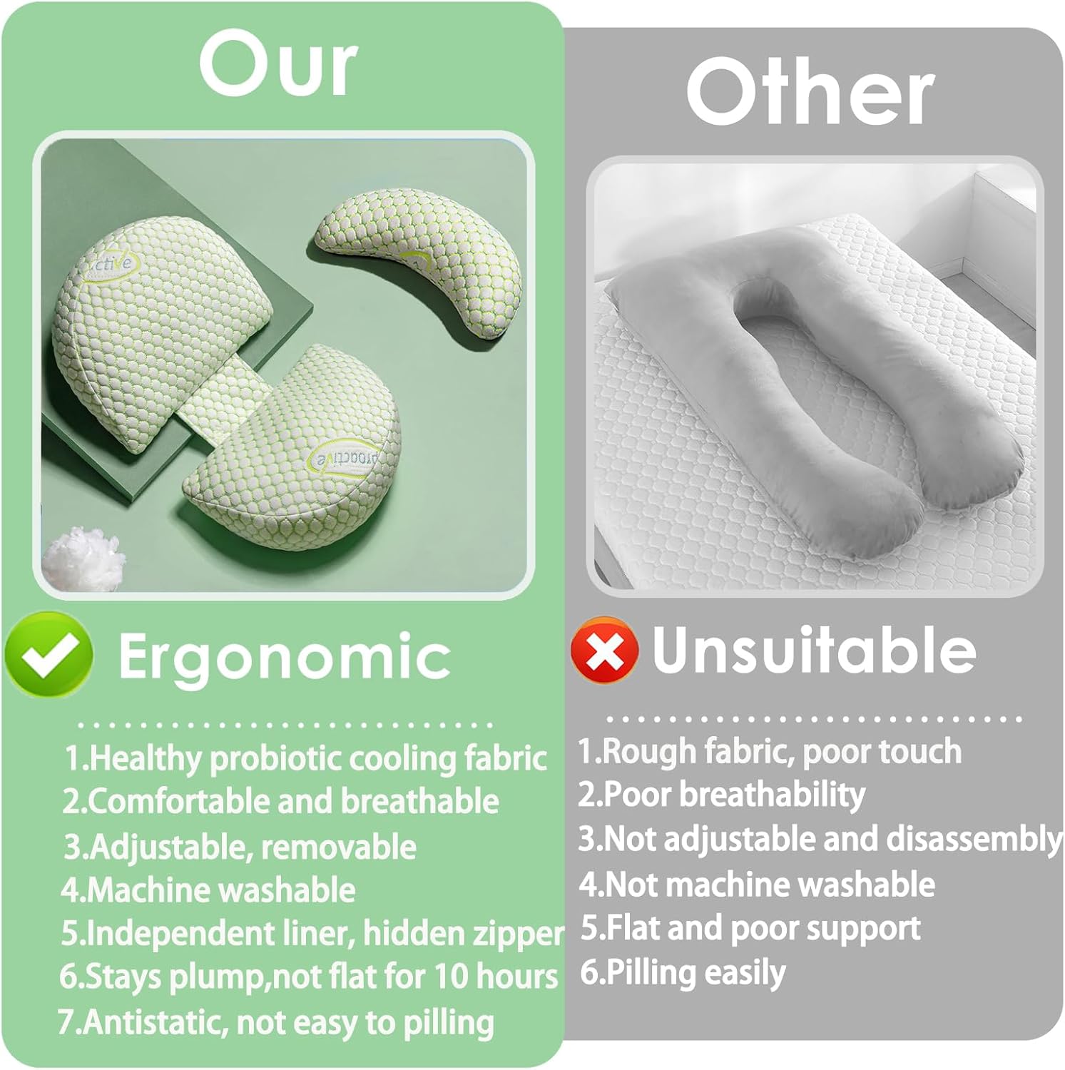 LGCLGY Pregnancy Pillow with Adjustable Wedge and Detachable Cover 1