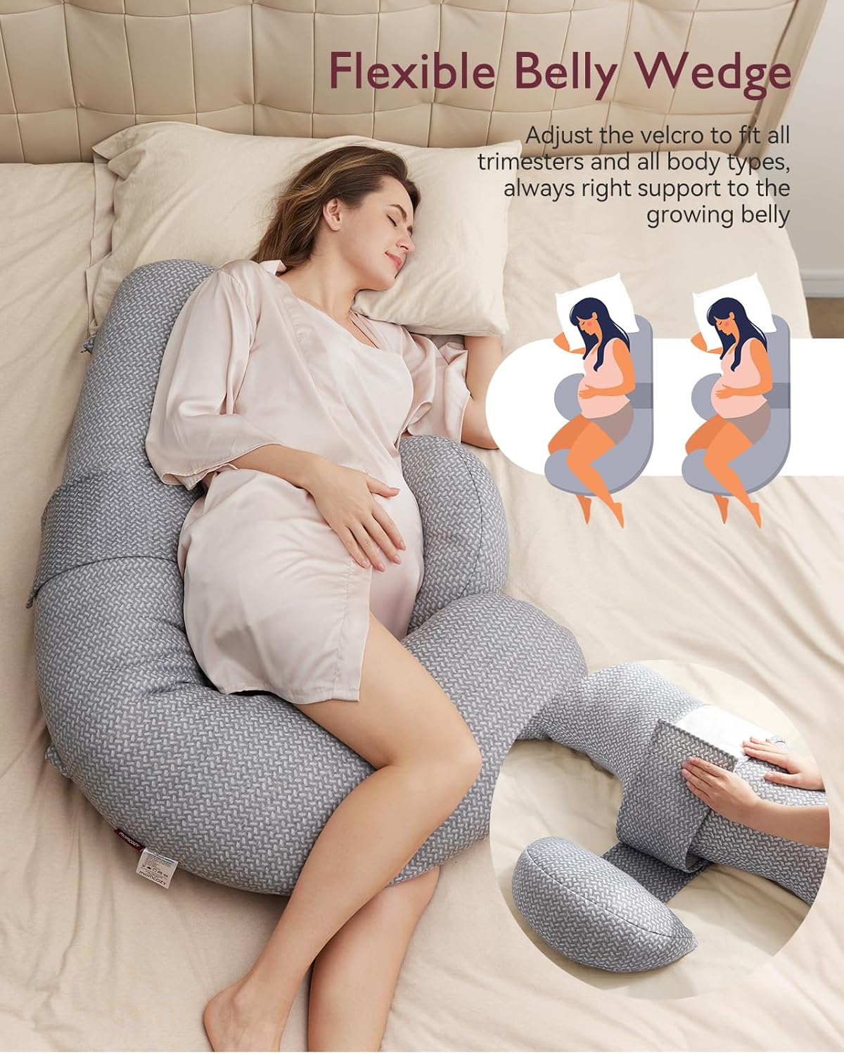 Momcozy Pregnancy Pillow with Air Layer Cover Grey