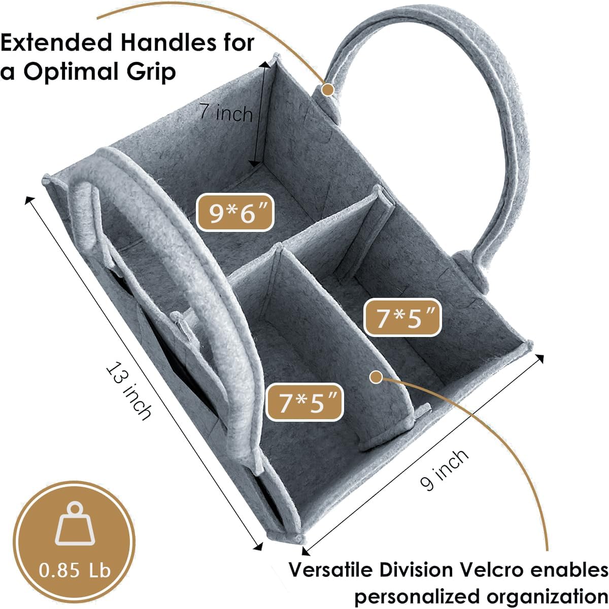 2 Pack Diaper Caddy Organizer - Grey