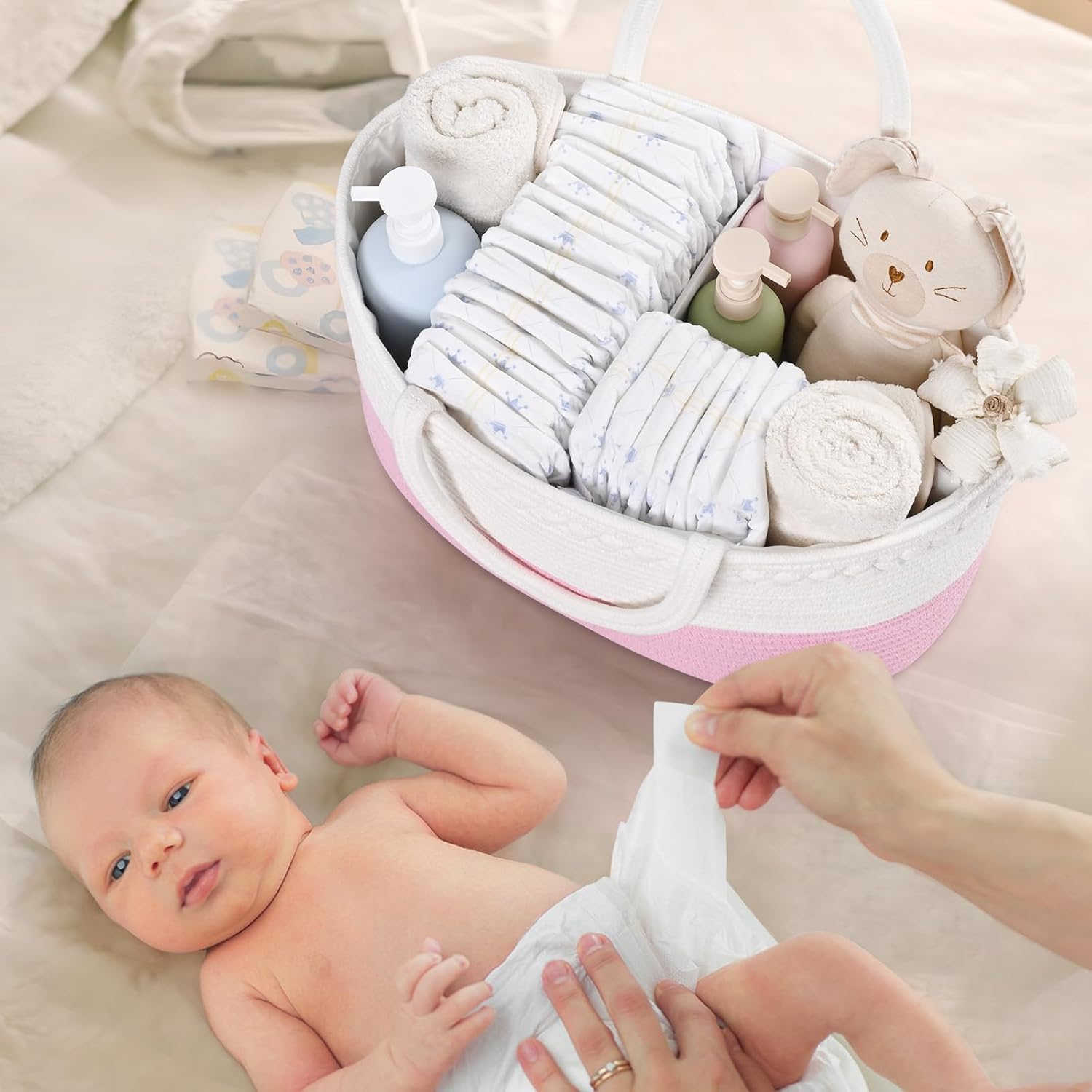 Baby Diaper Caddy Organizer with Removable Divider