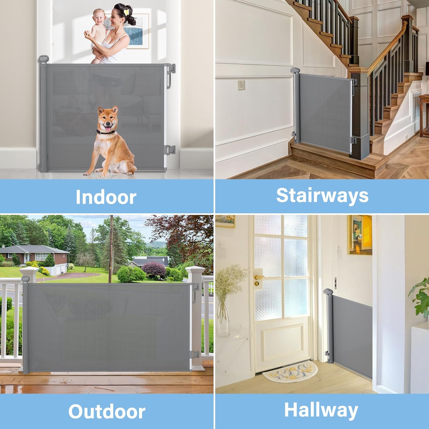 PRObebi Retractable Gate - 54 Wide 34 Tall Baby Dog Safety