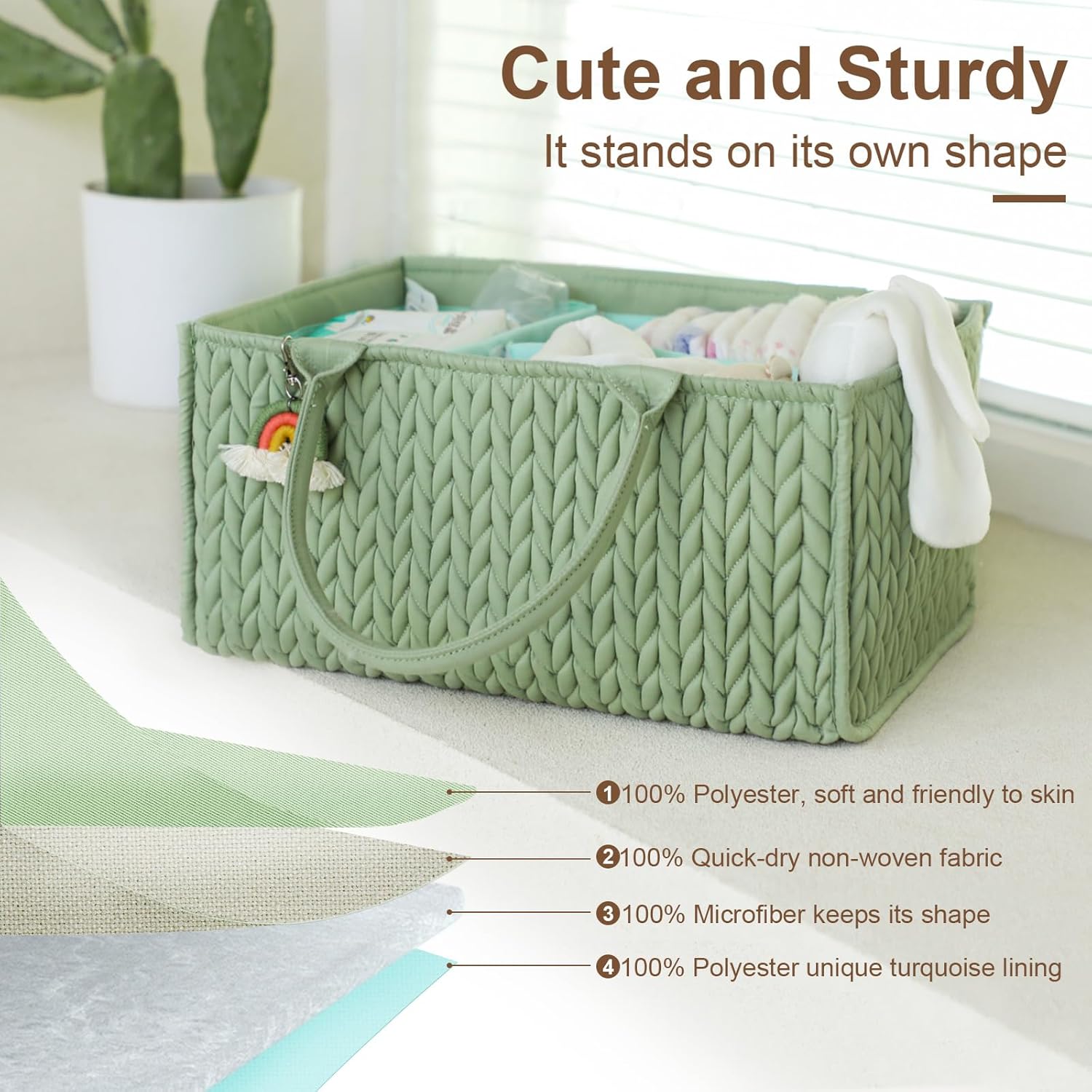 MOMINSIDE Diaper Caddy Organizer Fair Green 145x10x7