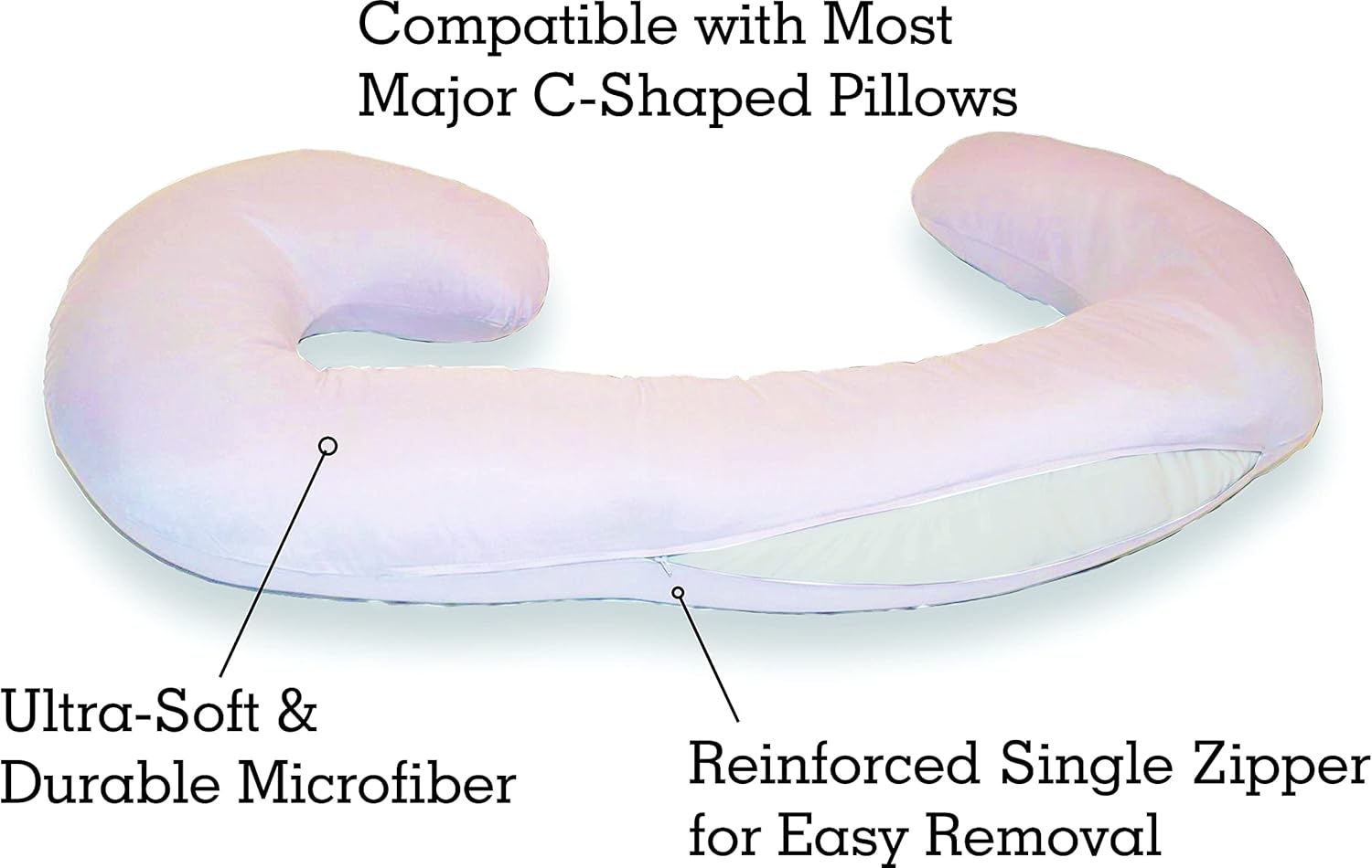 New Microfiber Zippered Maternity Pillow Cover White