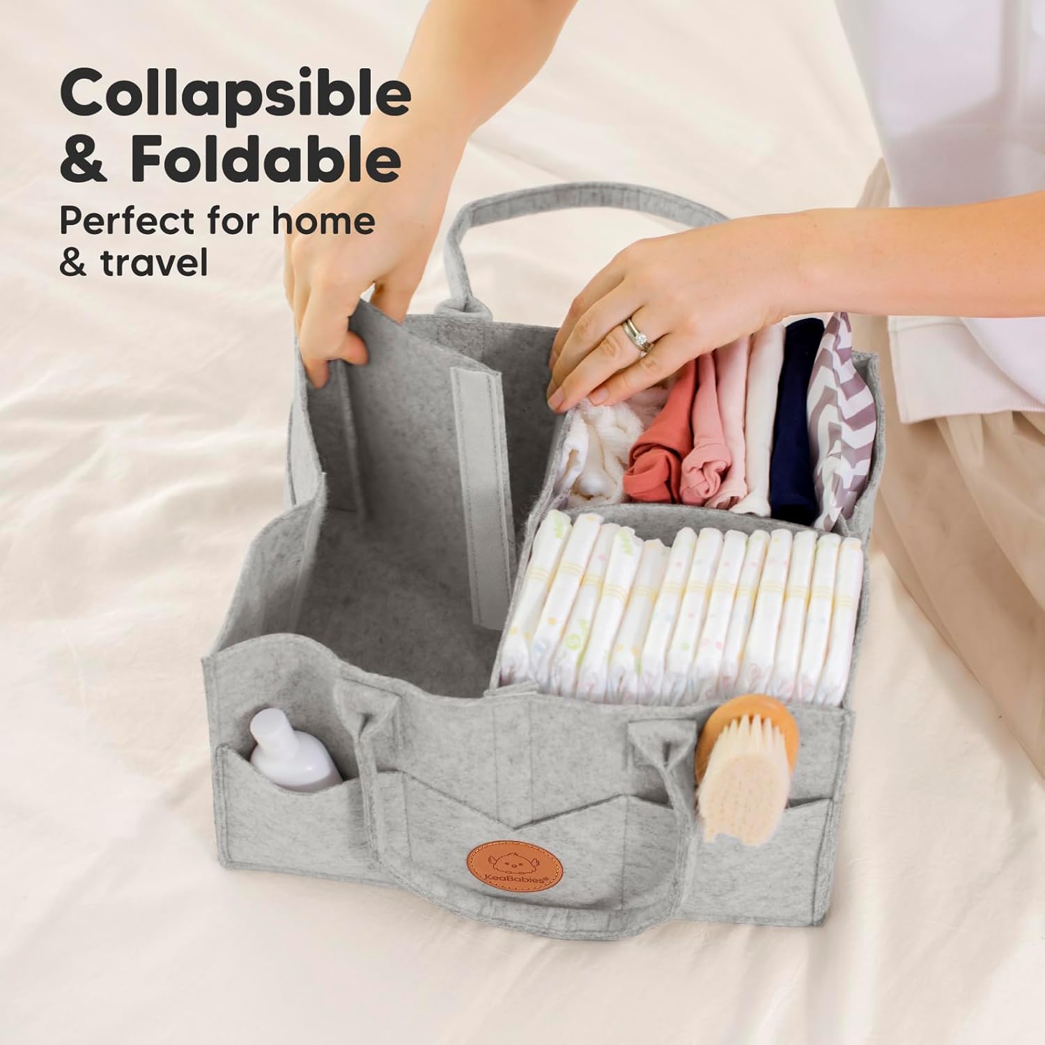 KeaBabies Baby Diaper Caddy Organizer with Handle - Classic Gray 1