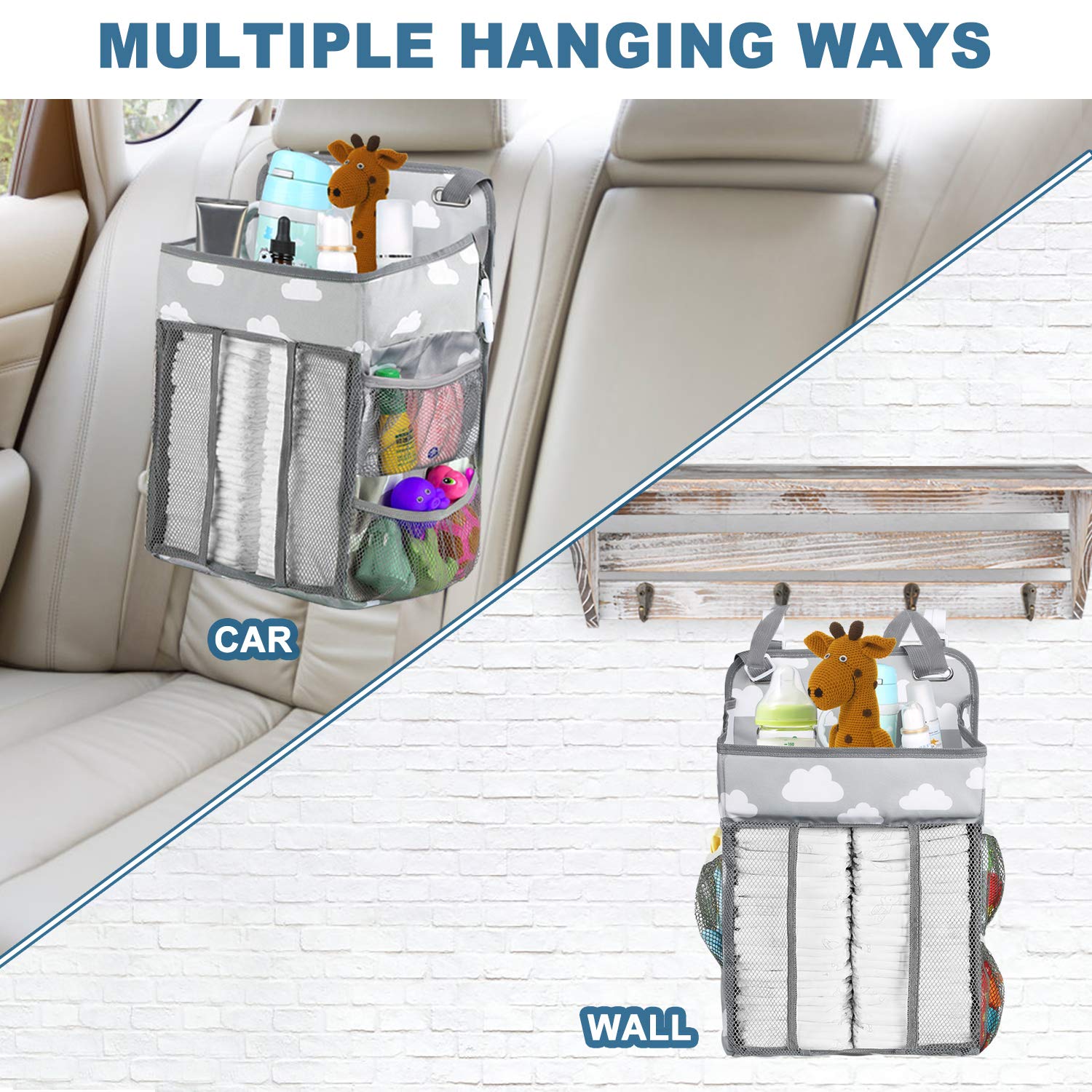 Hanging Diaper Caddy Organizer - Grey