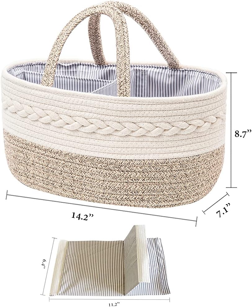 Baby Diaper Caddy Organizer Cotton Rope Woven DIY Basket
