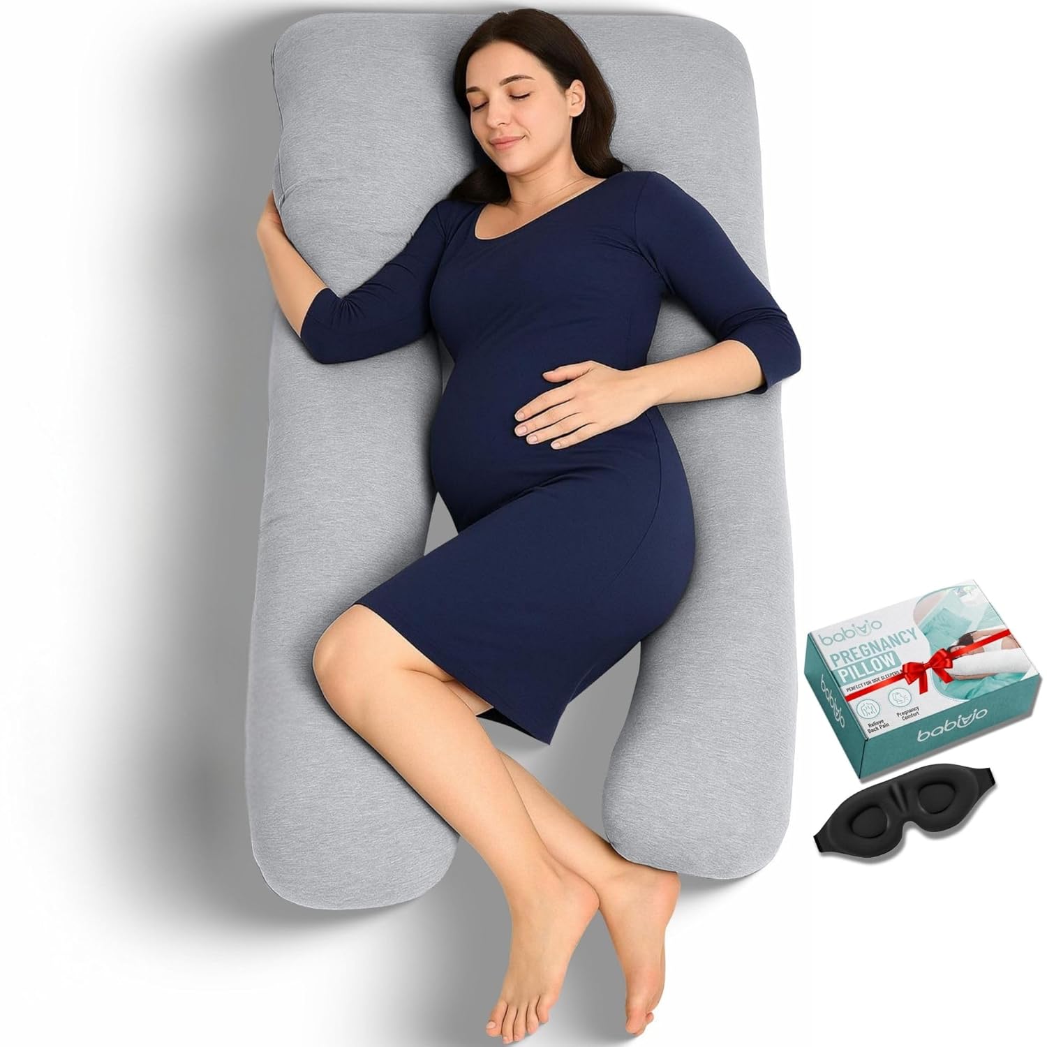 Babivio U-Shaped Pregnancy Pillow with Eye Mask and Gift Box