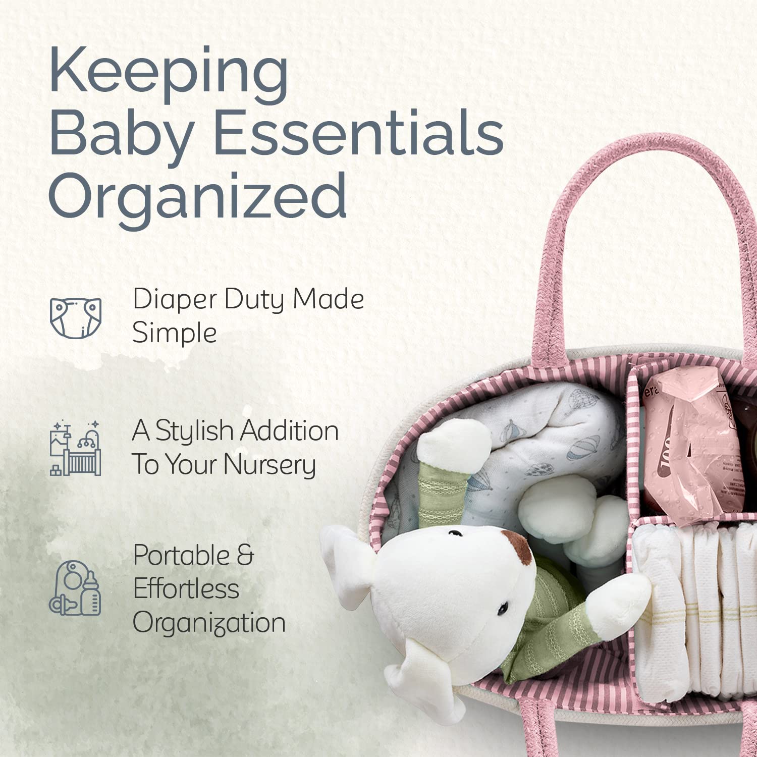 KiddyCare Woven Diaper Caddy Organizer Gray Large 1