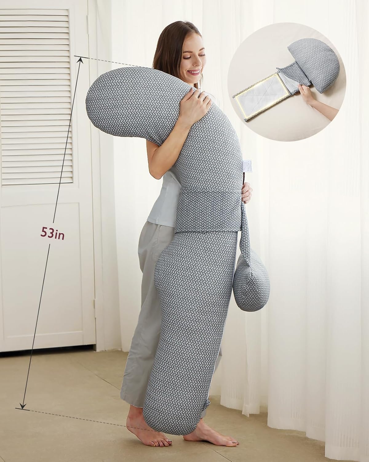 Momcozy Pregnancy Pillow with Air Layer Cover Grey