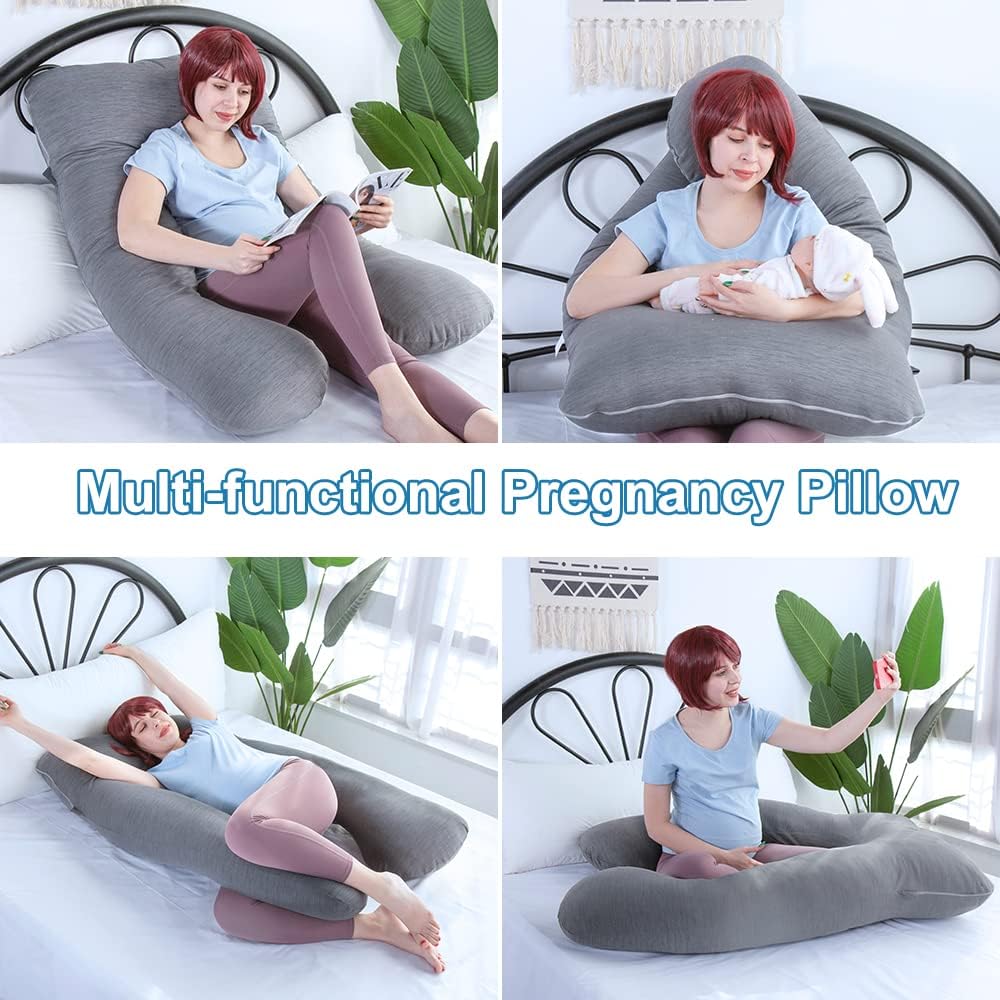 MOON PINE Pregnancy Pillow with Cooling Grey Cover