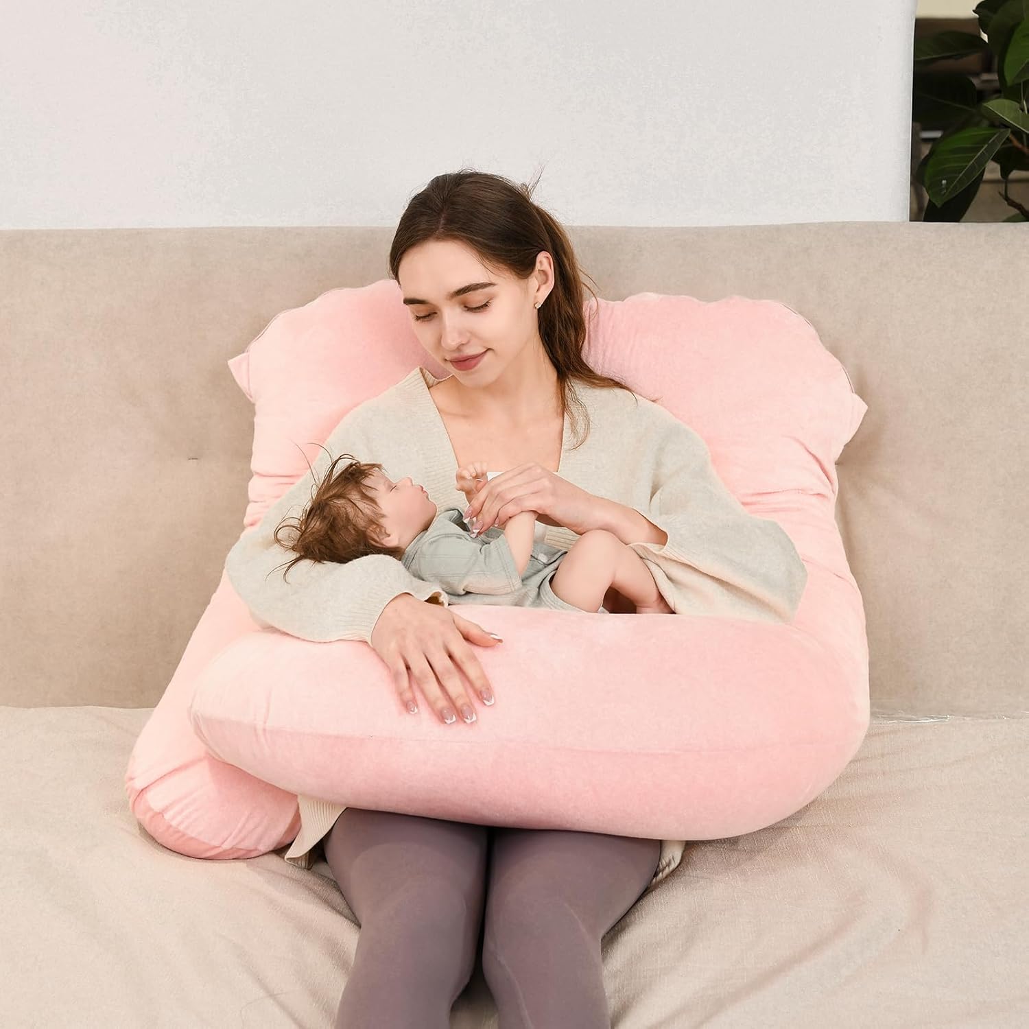 Iangorion Full Body Pillow Pink U-Shaped Maternity Support