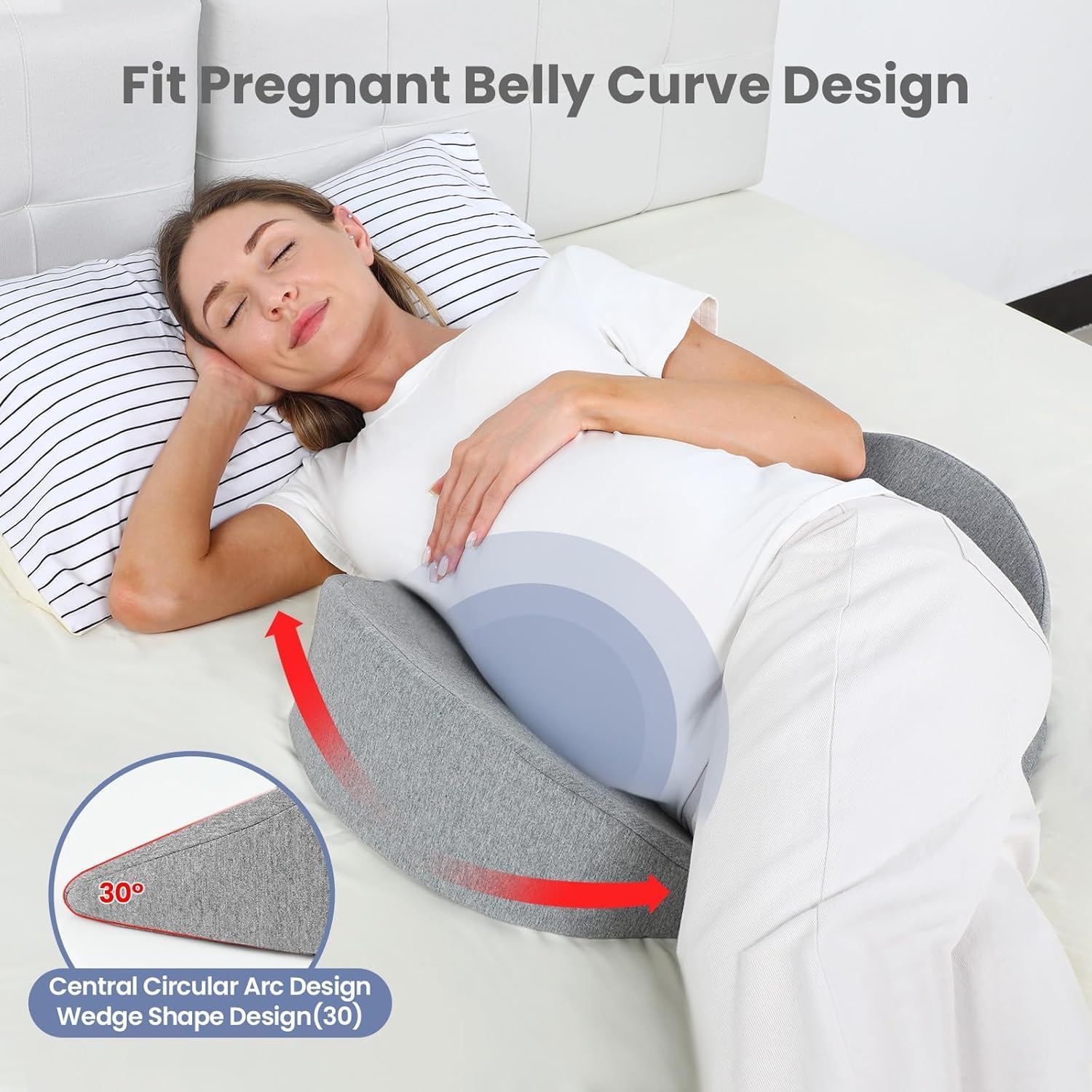 WEIKA Pregnancy Pillow with Cooling Cover Memory Foam Support