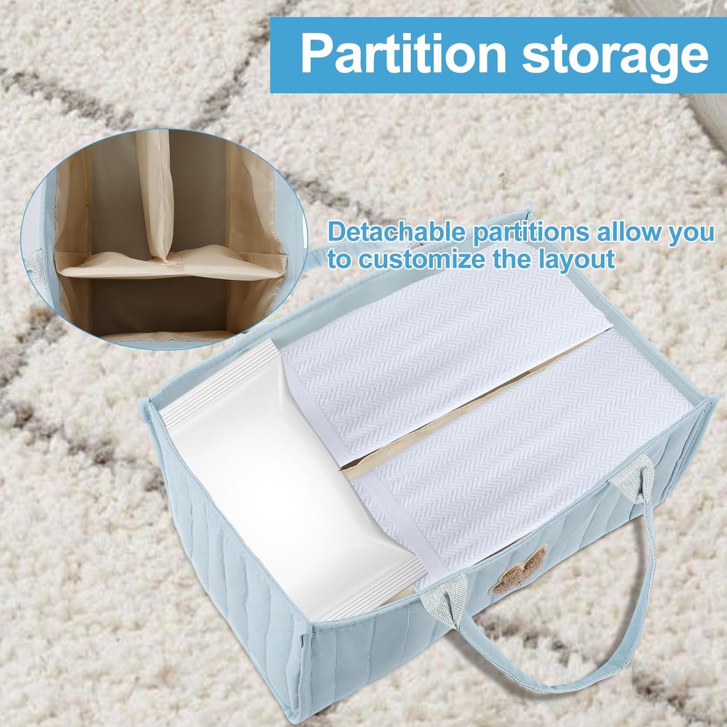 2PCS Baby Diaper Caddy Organizer with Handle