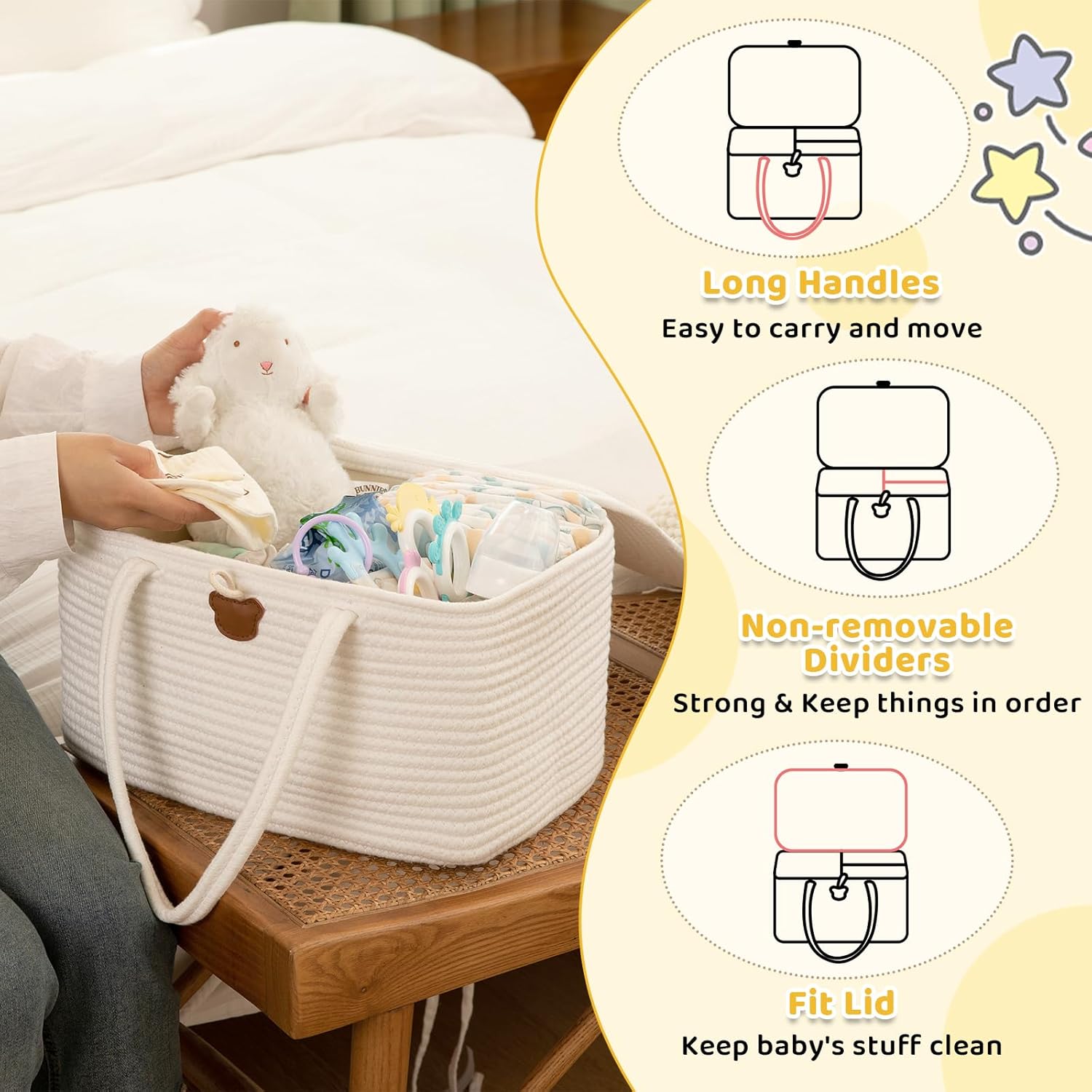 OIAHOMY Diaper Caddy Organizer for Baby White