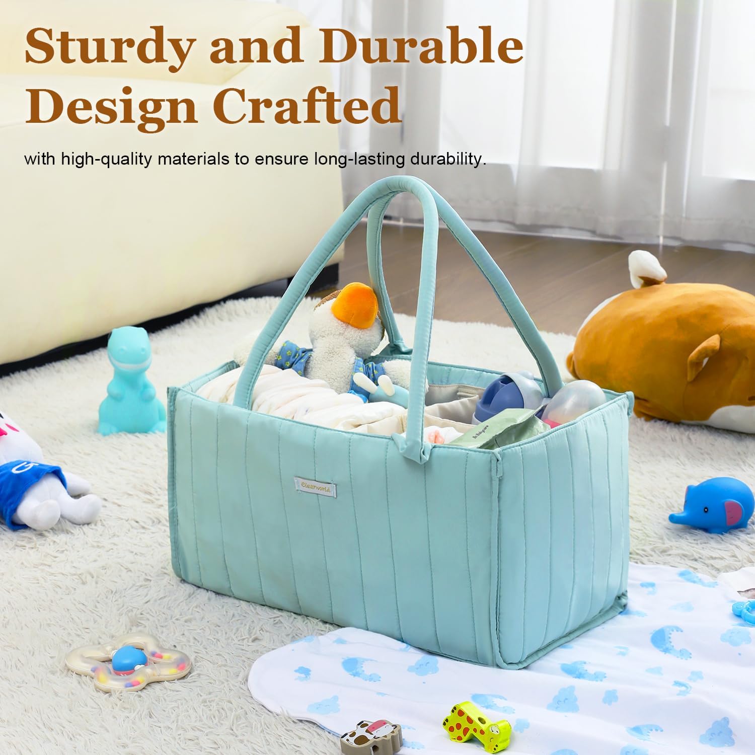 Clearworld Diaper Caddy Organizer Pale Green 1