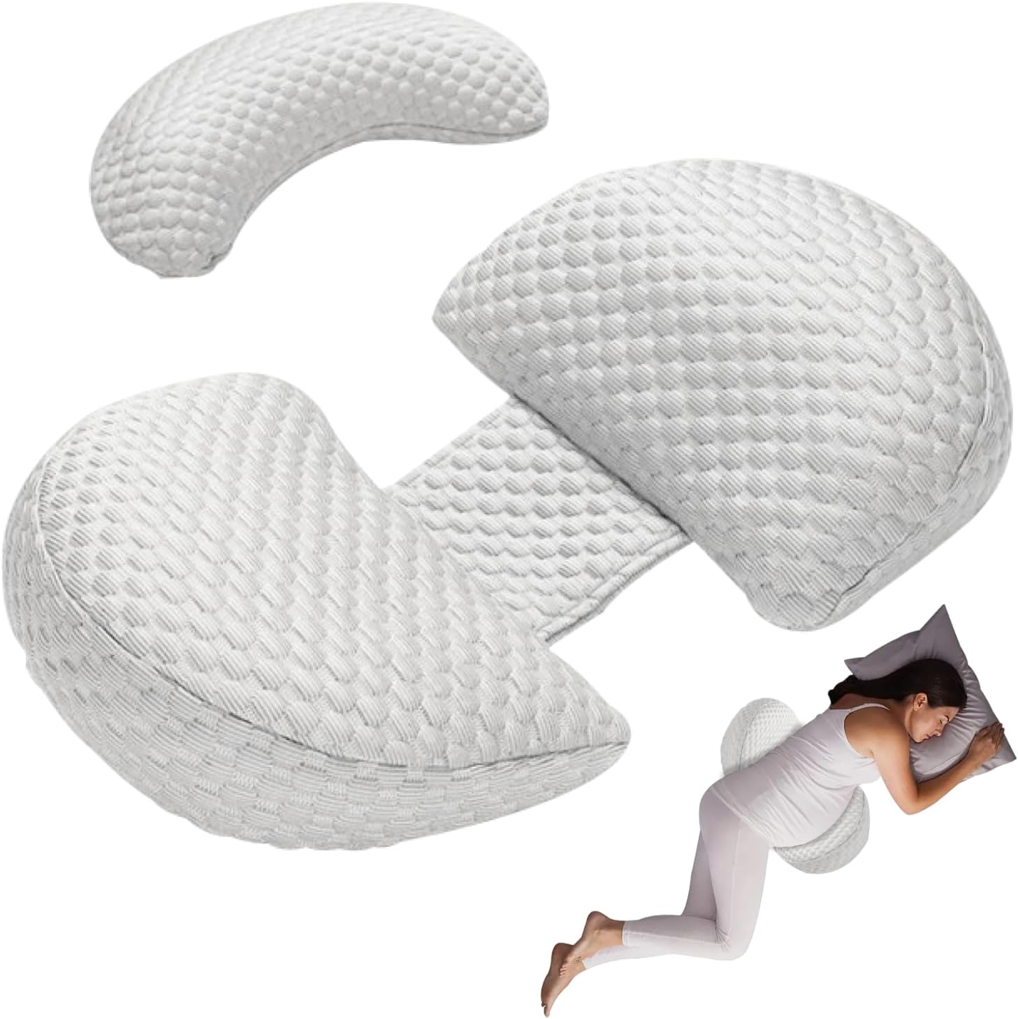 Bolloco Pregnancy Pillow with Adjustable Support and Detachable Cover