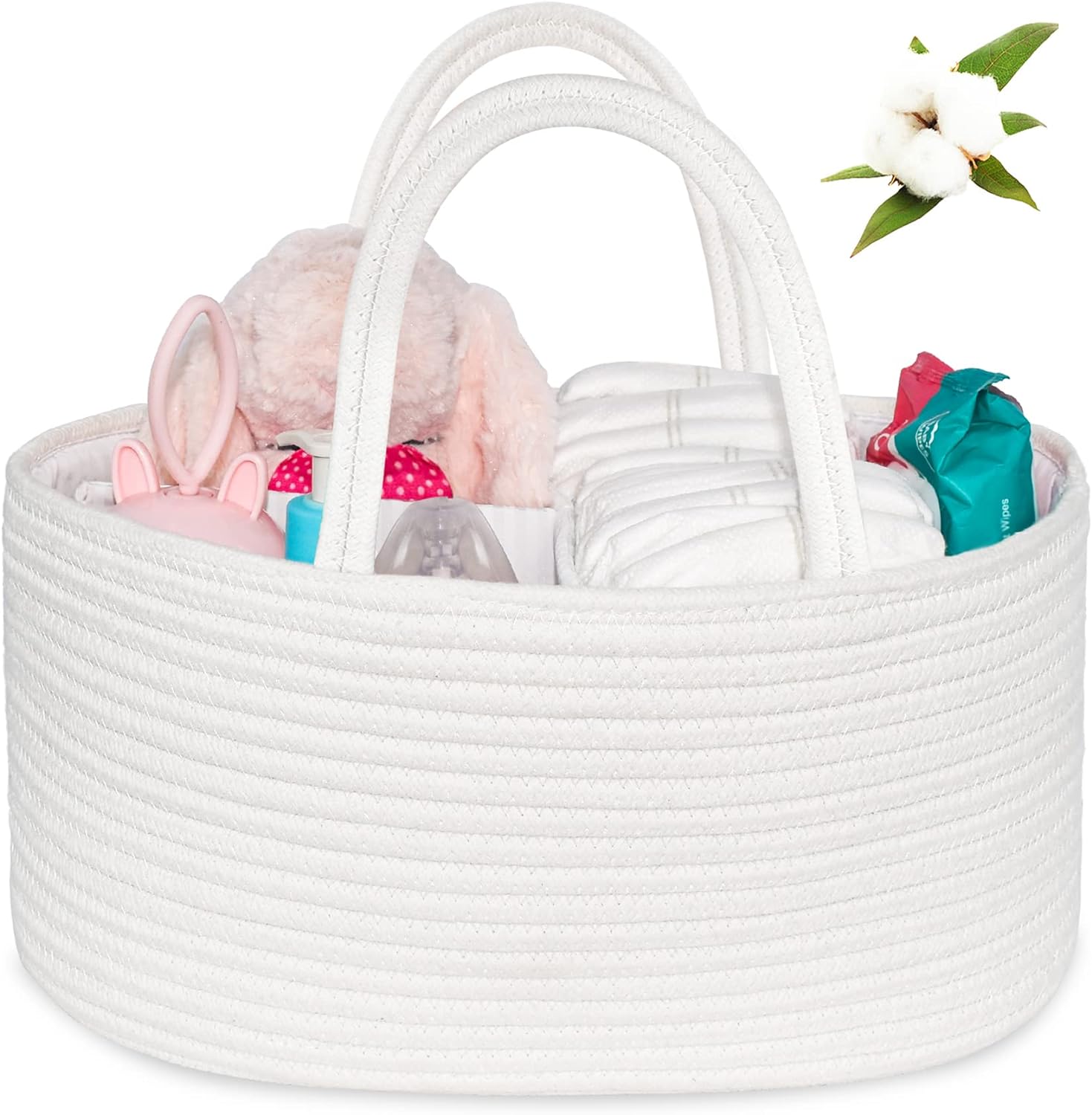 ABenkle Baby Diaper Caddy with Cotton Rope Basket