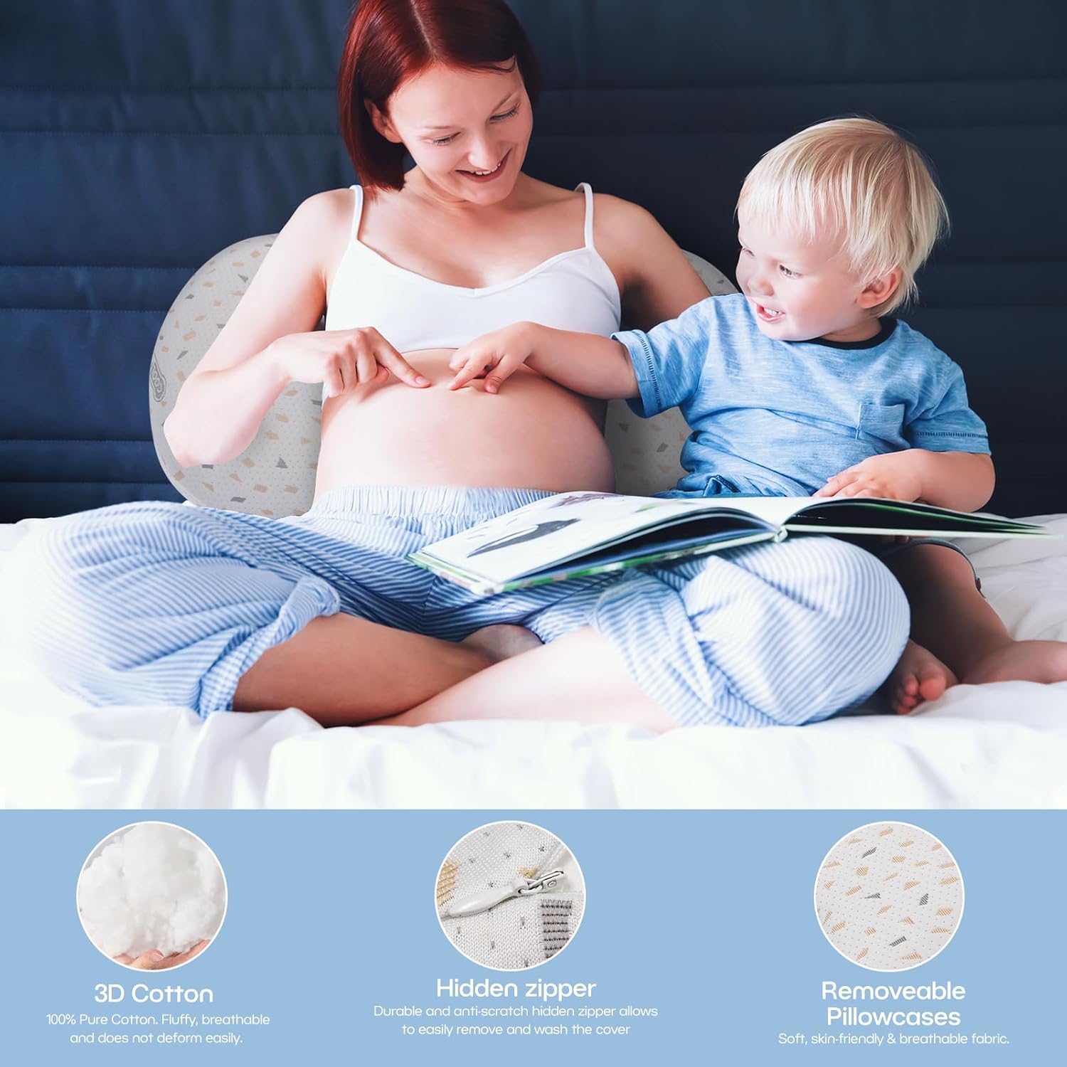 SNOOZYNEST Maternity Pillow - Adjustable Washable Support