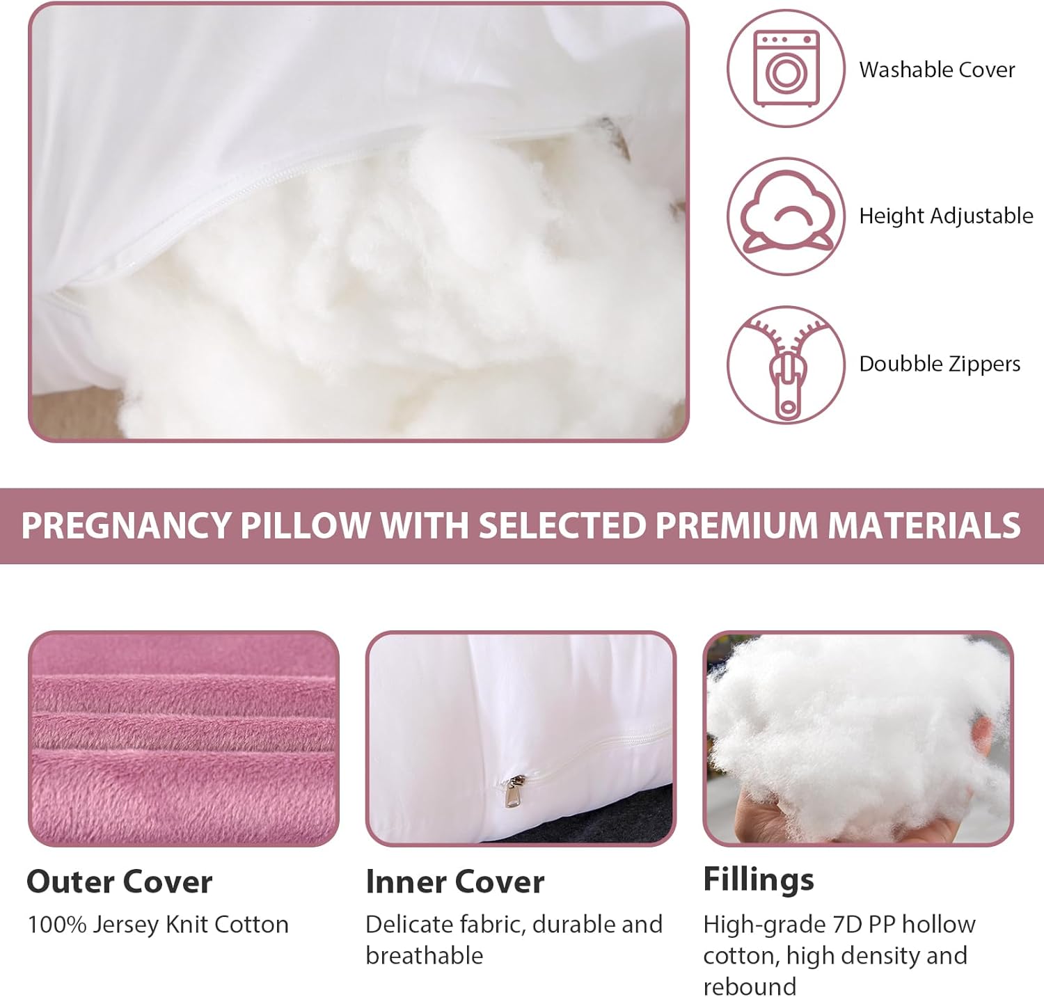Victostar U Shaped Pregnancy Pillow with Removable Cover