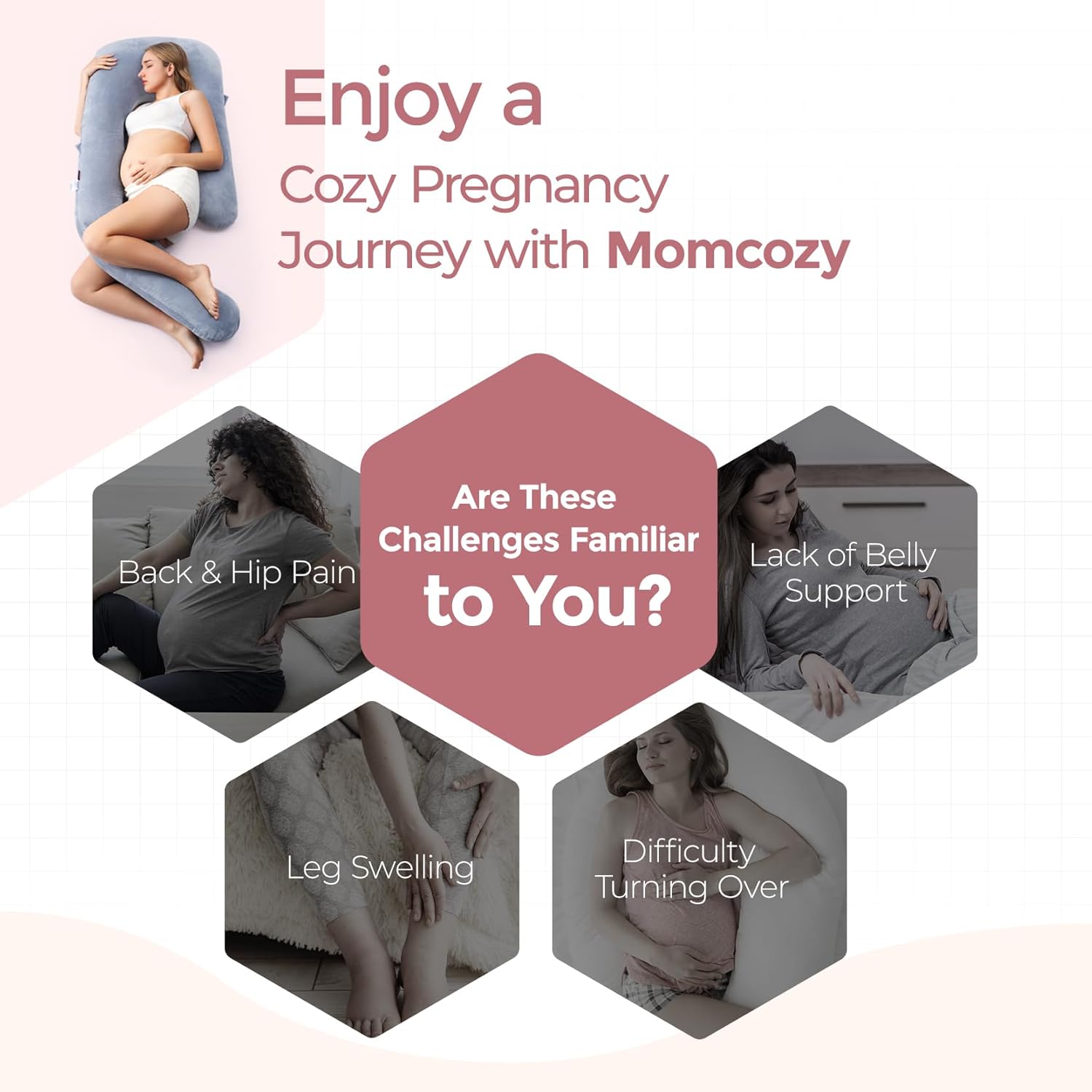 Momcozy U Pro Maternity Pillow with Slide Leg Support