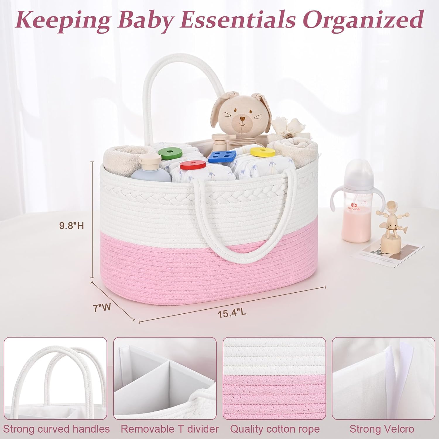 Baby Diaper Caddy Organizer with Removable Divider
