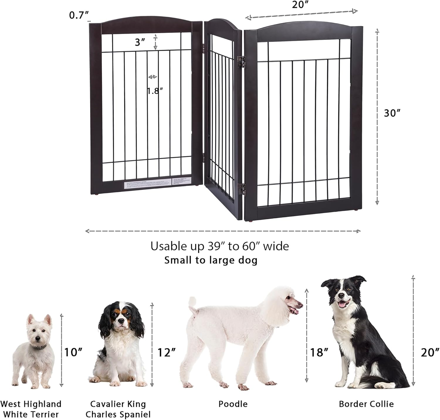 Spirich 30 Tall Freestanding Pet Gate with 3 Panels