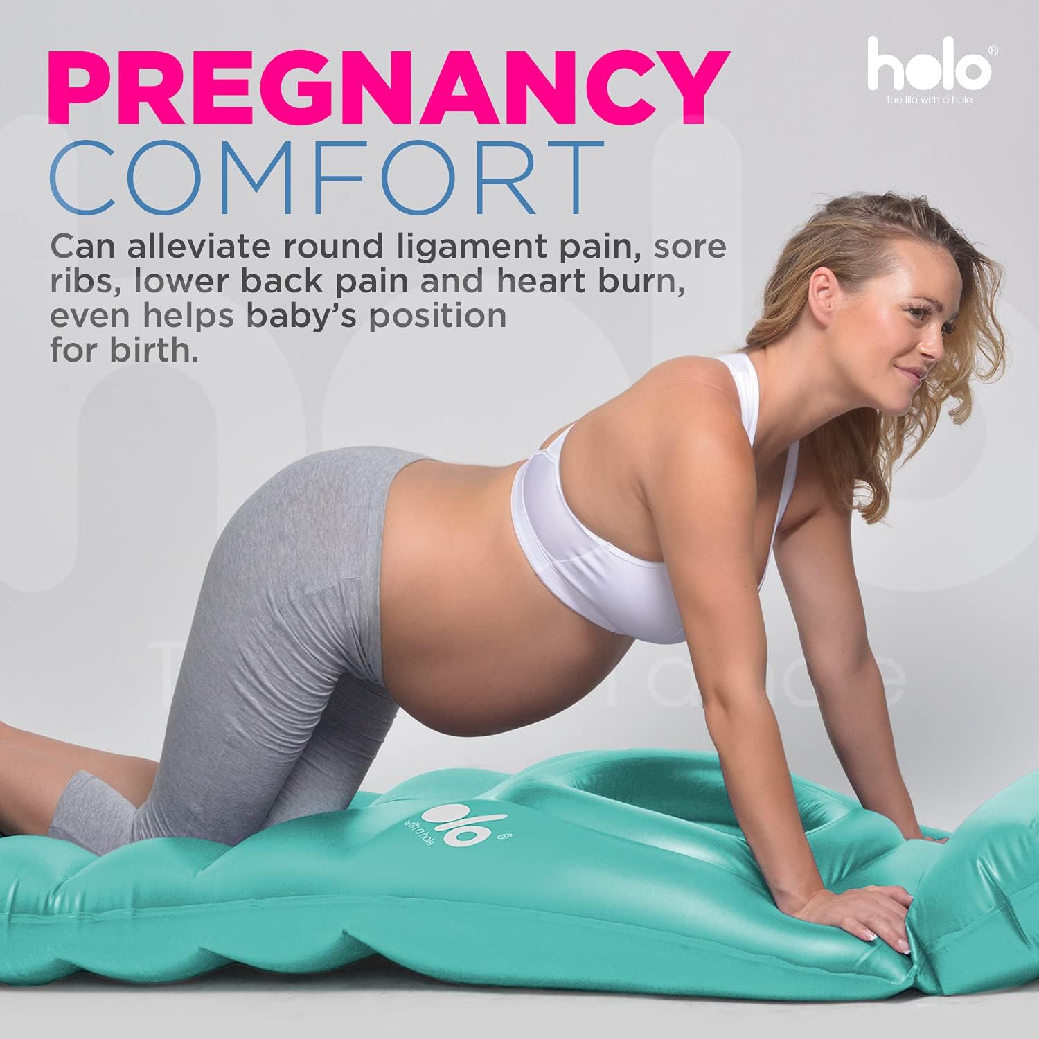 HOLO Inflatable Pregnancy Pillow - Full Body Maternity Support Mint