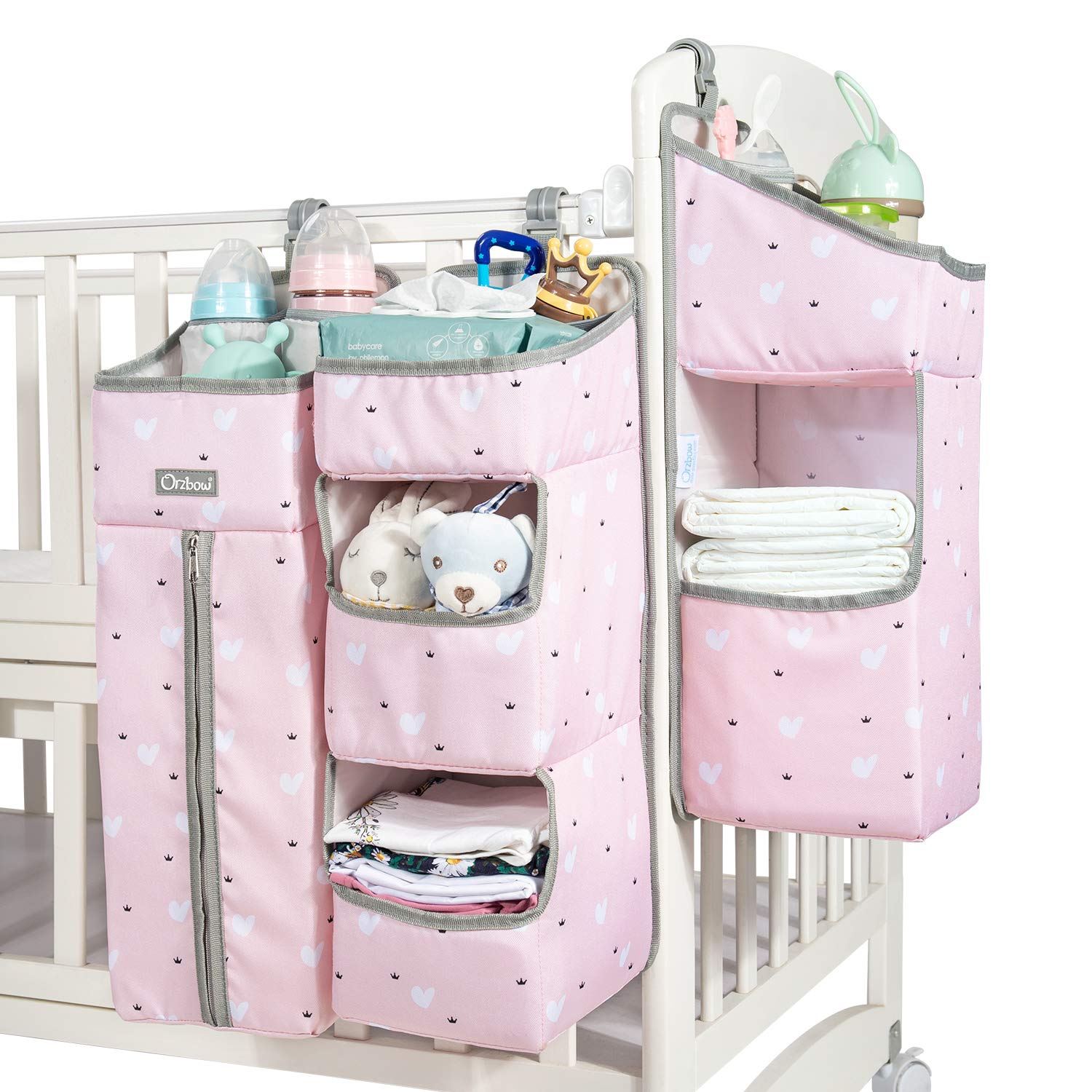 Orzbow 3-in-1 Hanging Diaper Caddy Organizer Pink