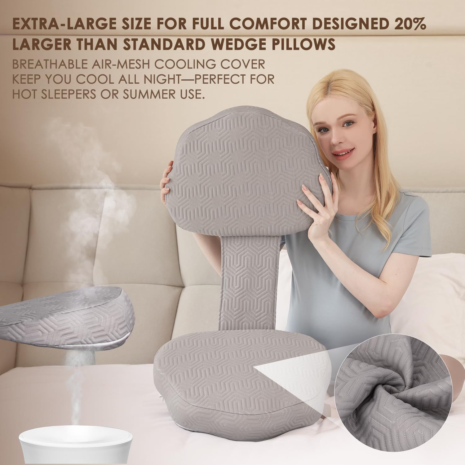 Chilling Home Pregnancy Pillow with Detachable Design - Grey