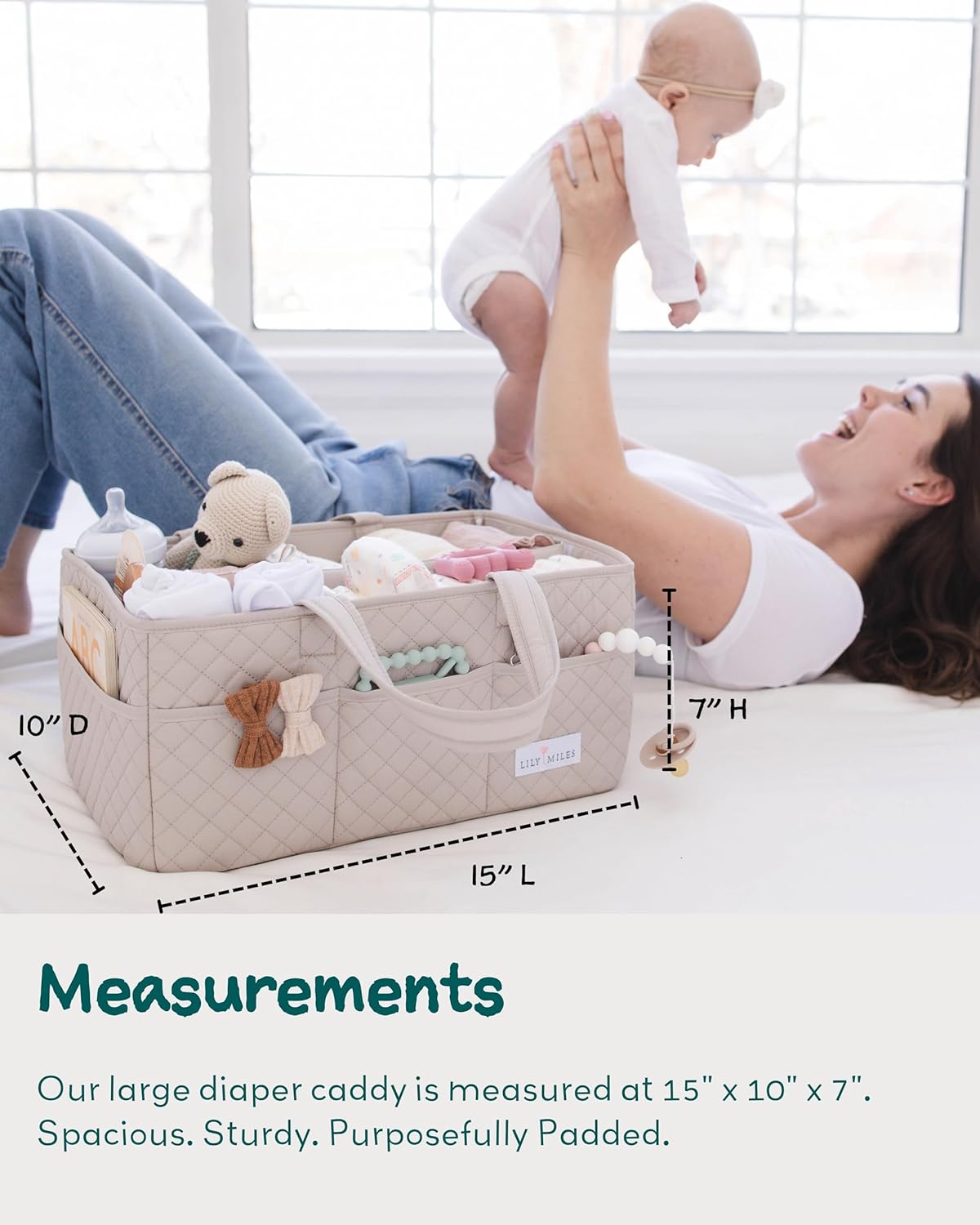Lily Miles Baby Diaper Caddy Organizer - Soft Sand