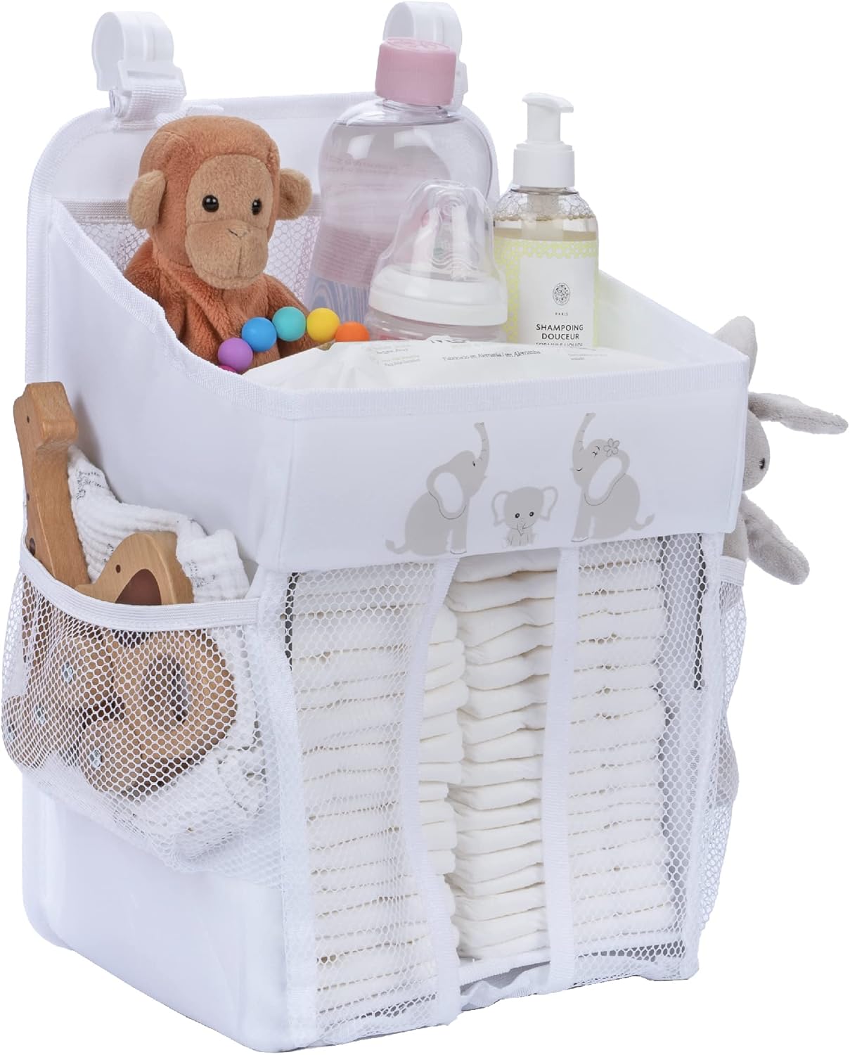 CRADLE STAR Hanging Diaper Caddy Organizer - 50 Diapers 17x9x9 Inches White