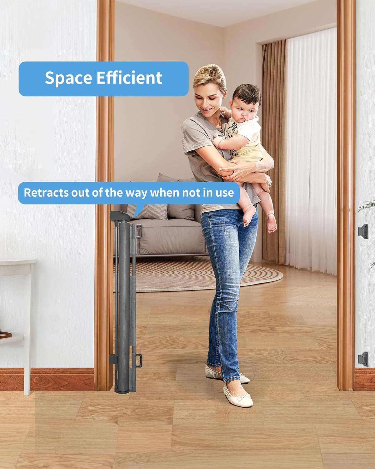 Veraste Retractable Baby Gate 33x55 Grey