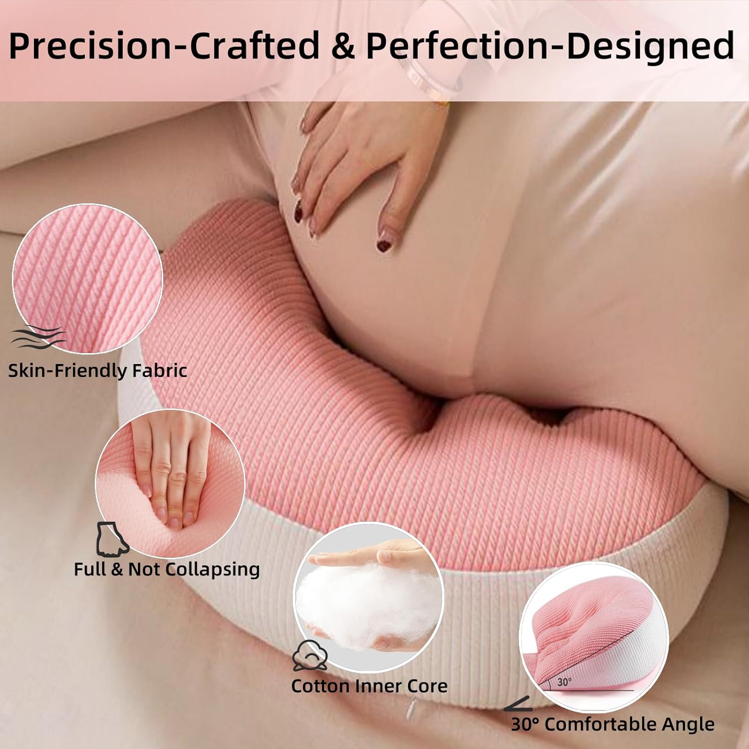 Iramoiri Pregnancy Pillow with 30 Slope Pink