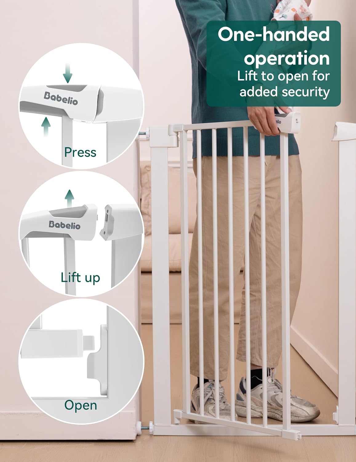 BABELIO 36 Tall Narrow Baby Gate with Auto-Close