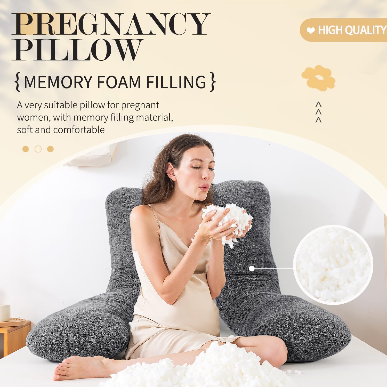 WhatsBedding U-Shaped Pregnancy Pillow for Comfort and Support