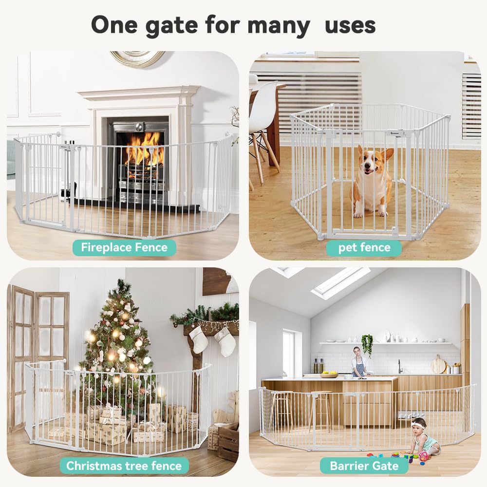 COMOMY 150 Wide Baby Gate with Door and Auto Close