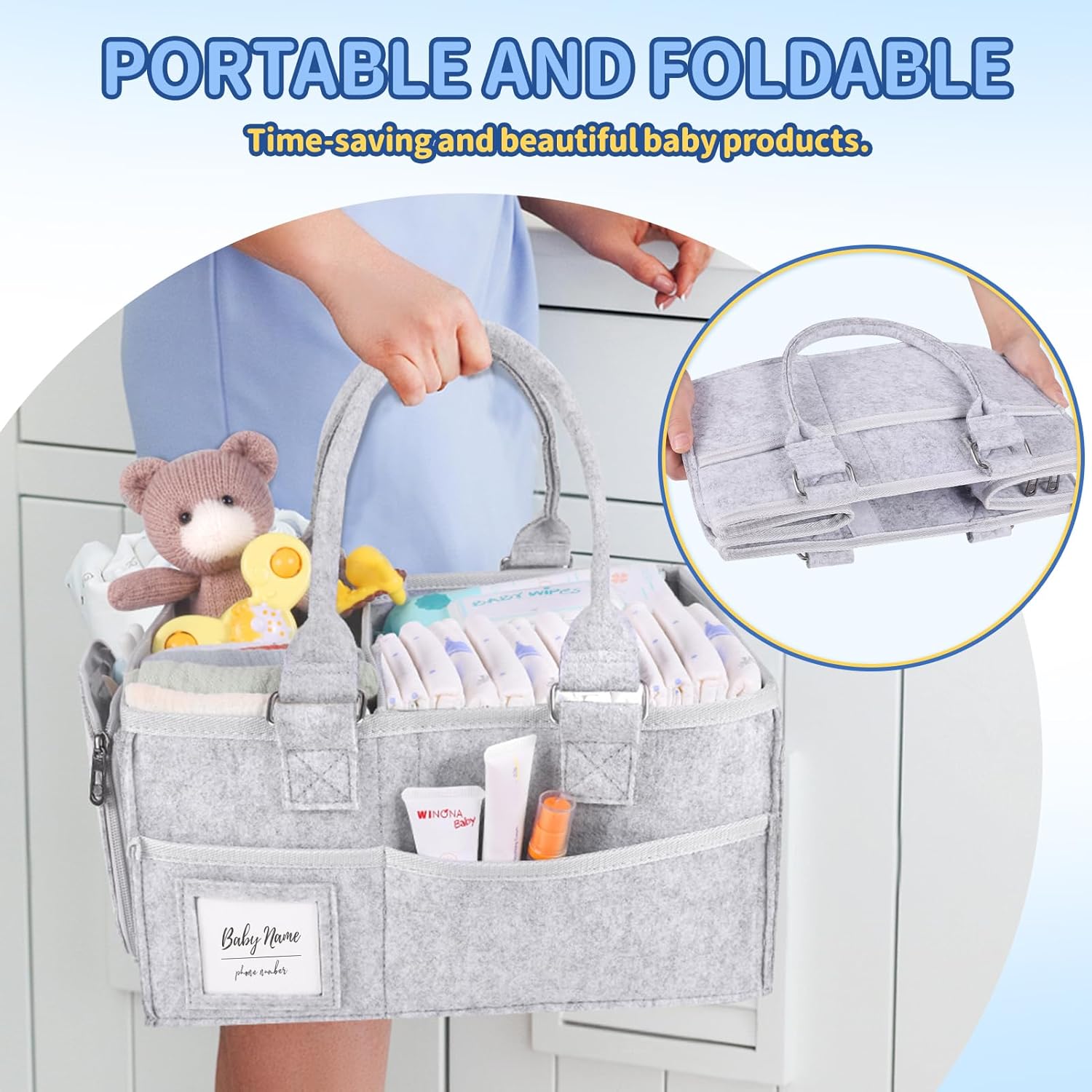 Lainlight Diaper Caddy Organizer with Handle